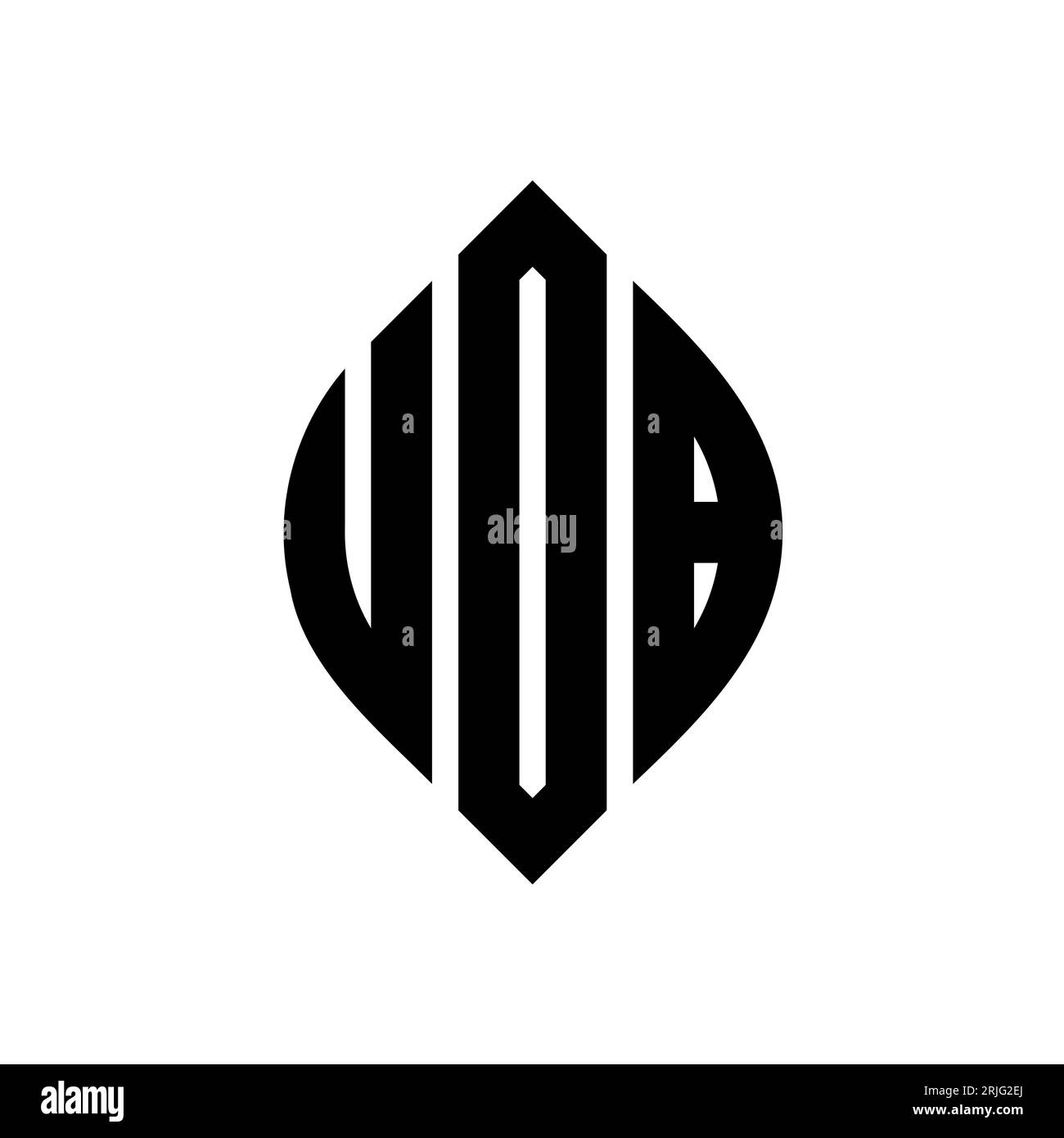 UOB circle letter logo design with circle and ellipse shape. UOB ellipse letters with typographic style. The three initials form a circle logo. UOB Ci Stock Vector