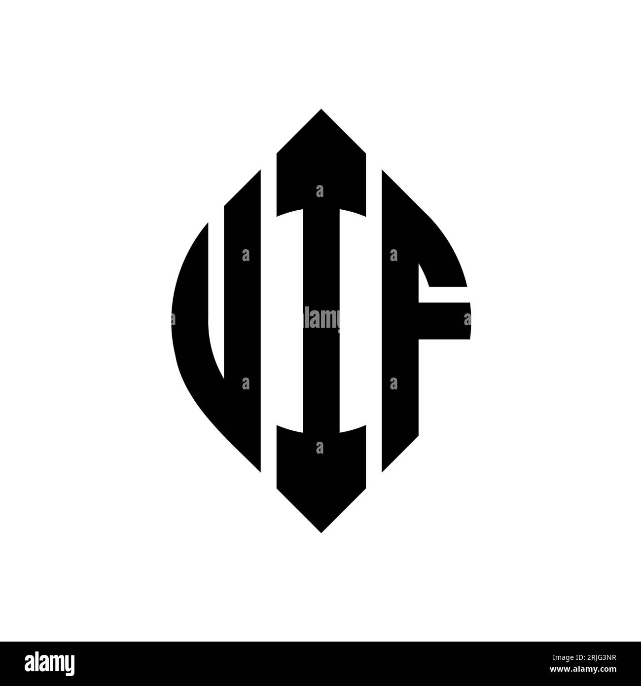 UIF circle letter logo design with circle and ellipse shape. UIF ellipse letters with typographic style. The three initials form a circle logo. UIF Ci Stock Vector