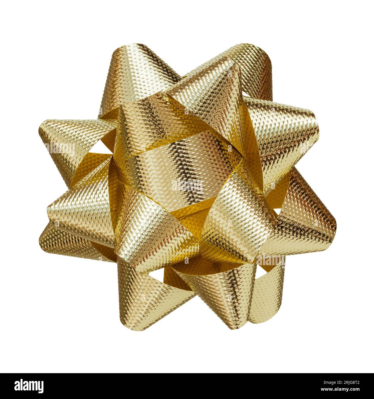 Holiday Gold Star Bow Isolated on White Stock Photo