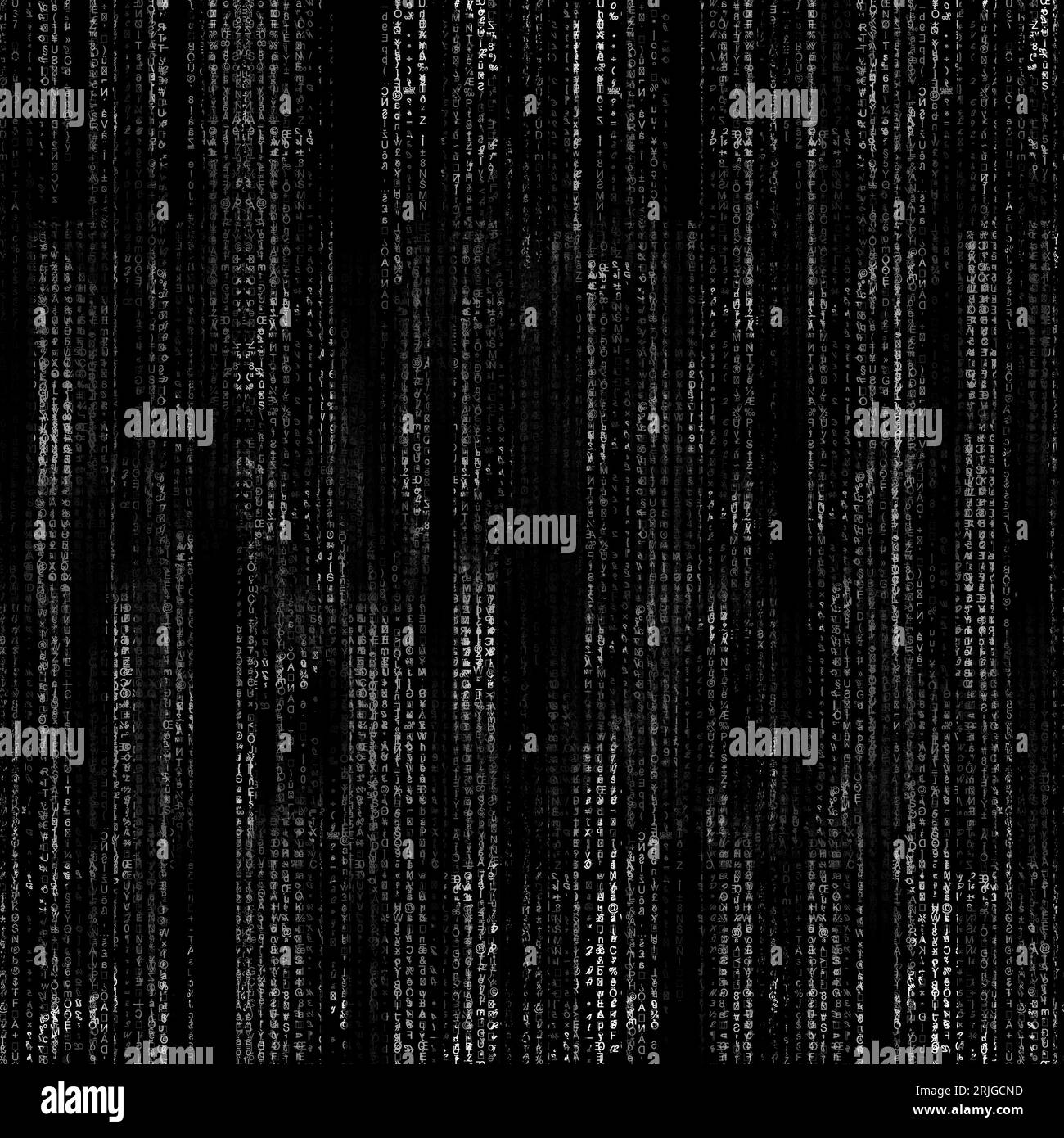 Abstract black and white computer code background pattern. Stock Photo