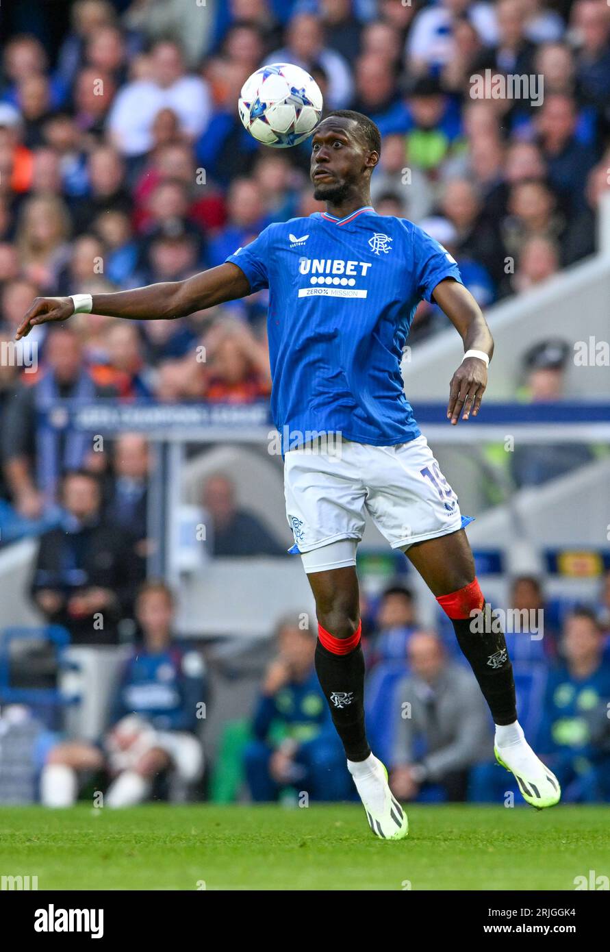 Glasgow, UK. 22nd Aug, 2023. Abdallah Sima of Rangers during the UEFA Champions League match at Ibrox Stadium, Glasgow. Picture credit should read: Neil Hanna/Sportimage Credit: Sportimage Ltd/Alamy Live News Stock Photo