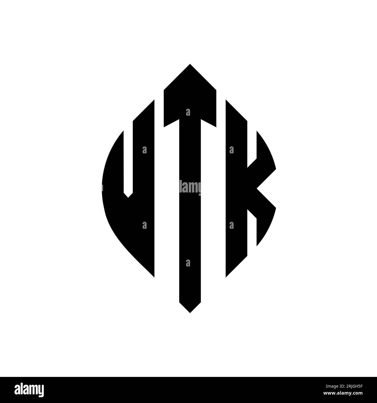 VTK circle letter logo design with circle and ellipse shape. VTK ellipse letters with typographic style. The three initials form a circle logo. VTK Ci Stock Vector