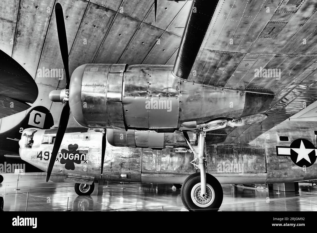 A B-24 Consolidated Liberator WWII Bomber in the American  Museum at the Imperial War Museum and airfield Duxford Stock Photo