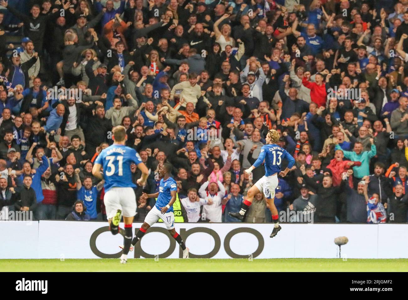 Glasgow, UK. 22nd Aug, 2023. In the 1st leg of the UEFA Champions League play off, Rangers took on PSV Eindhoven at Ibrox Stadium, Glasgow, UK. This was the 1st leg with the 2nd game to be played at Eindhoven's stadium on 30 August 2023 when the cumulative winner will then progress to the group stage. Credit: Findlay/Alamy Live News Stock Photo