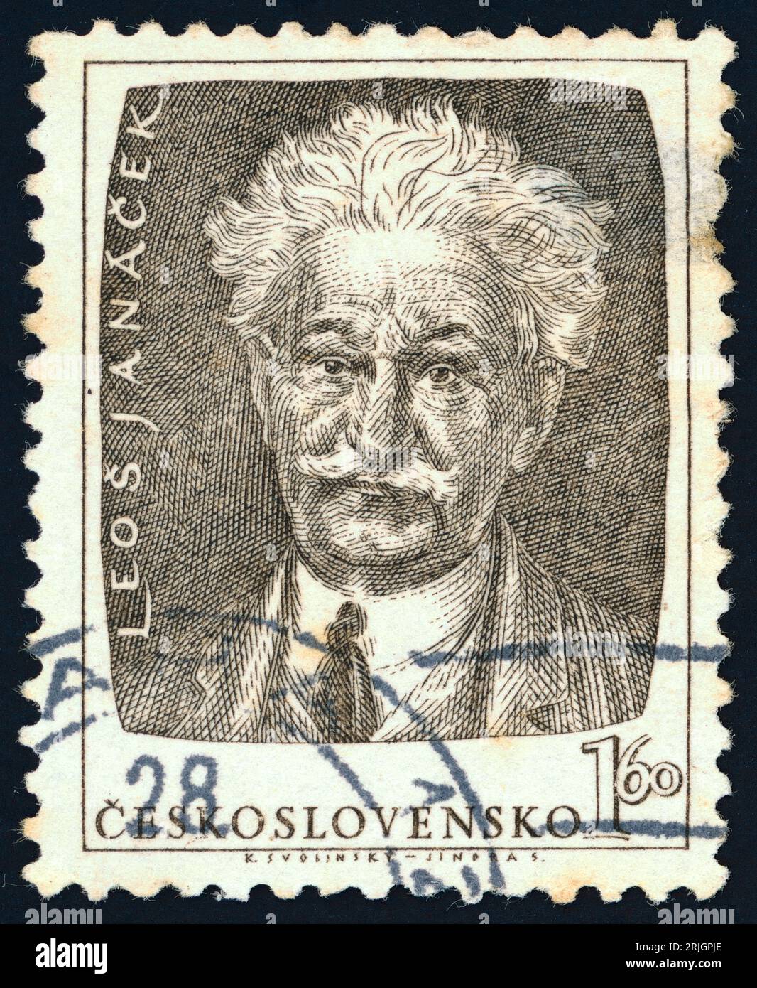 Leoš Janáček (1854 – 1928). Postage stamp issued in Czechoslovakia in 1953. Stock Photo