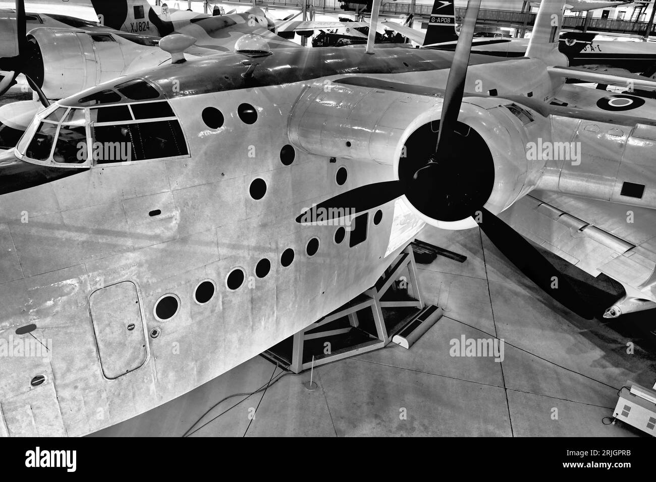 A Short Sunderland WWII anti submarine flying boat at the  Imperial War Museum and airfield Duxford Stock Photo