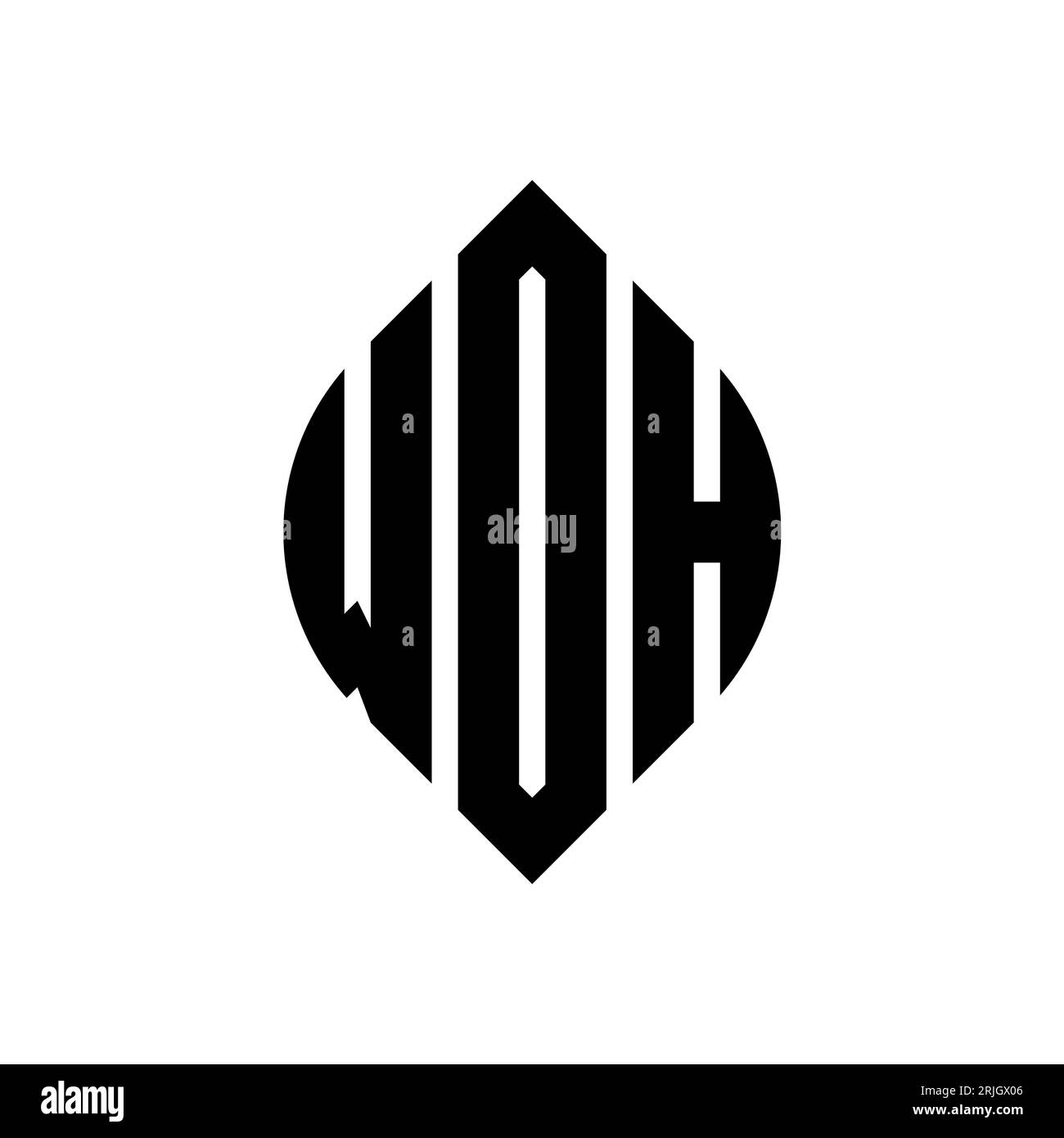 WOH circle letter logo design with circle and ellipse shape. WOH ellipse letters with typographic style. The three initials form a circle logo. WOH Ci Stock Vector
