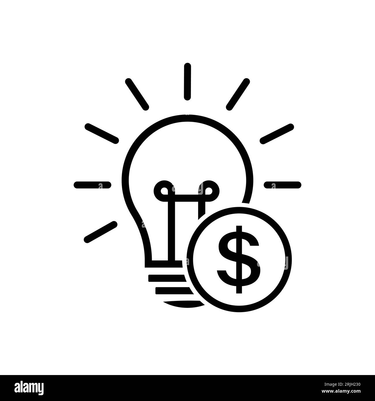 money idea icon, business light, dollar with light bulb, thin line symbol on white background - editable stroke vector illustration Stock Vector