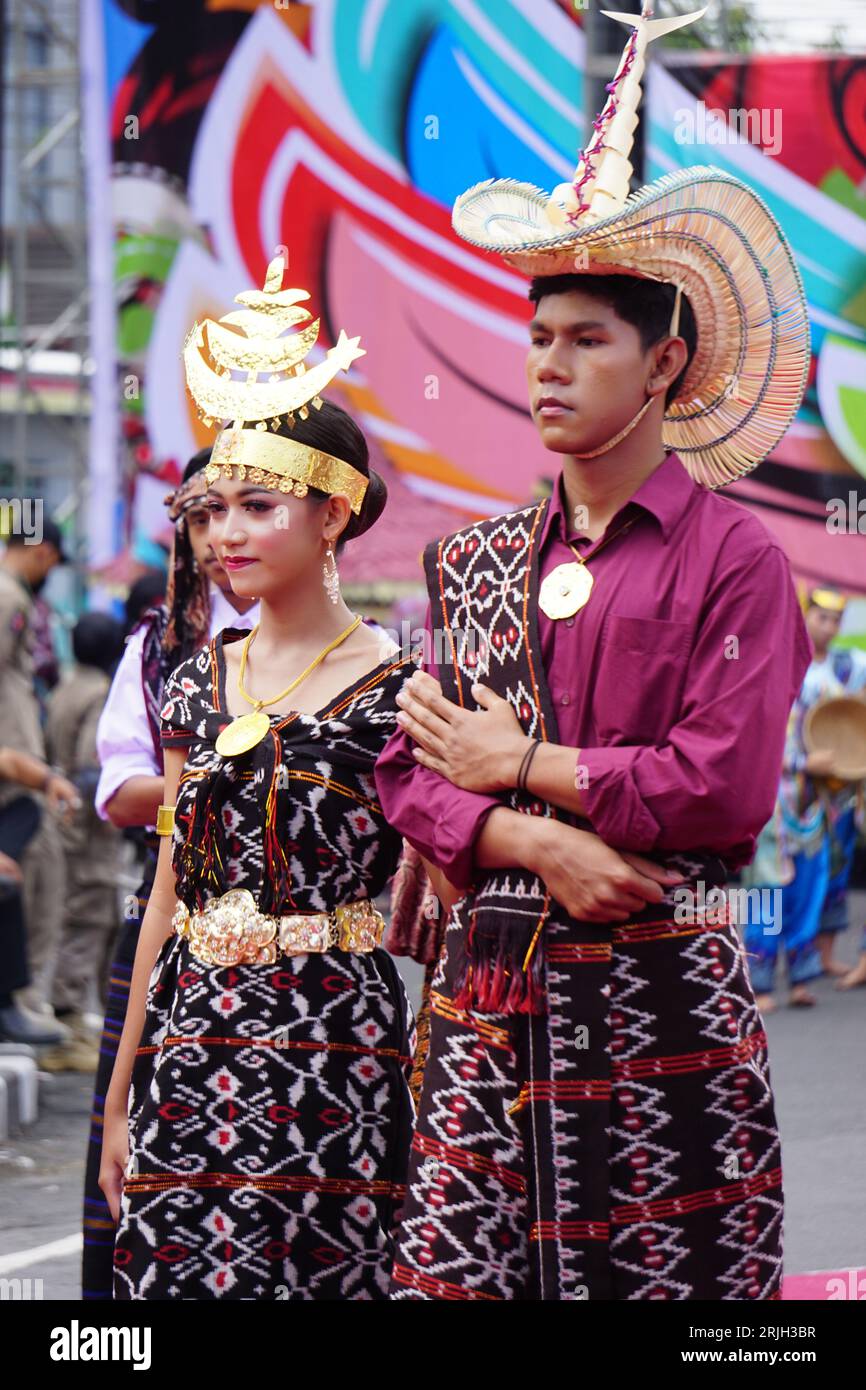 Indonesian with a traditional costume from Nusa Tenggara Timur at BEN Carnival Stock Photo