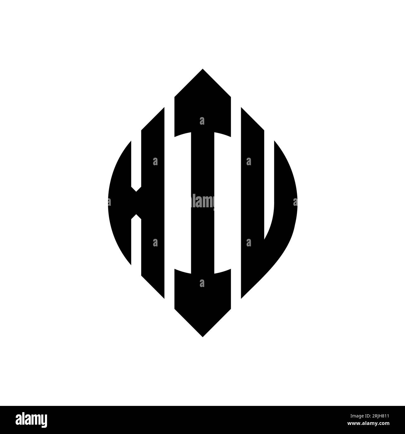 XIU circle letter logo design with circle and ellipse shape. XIU