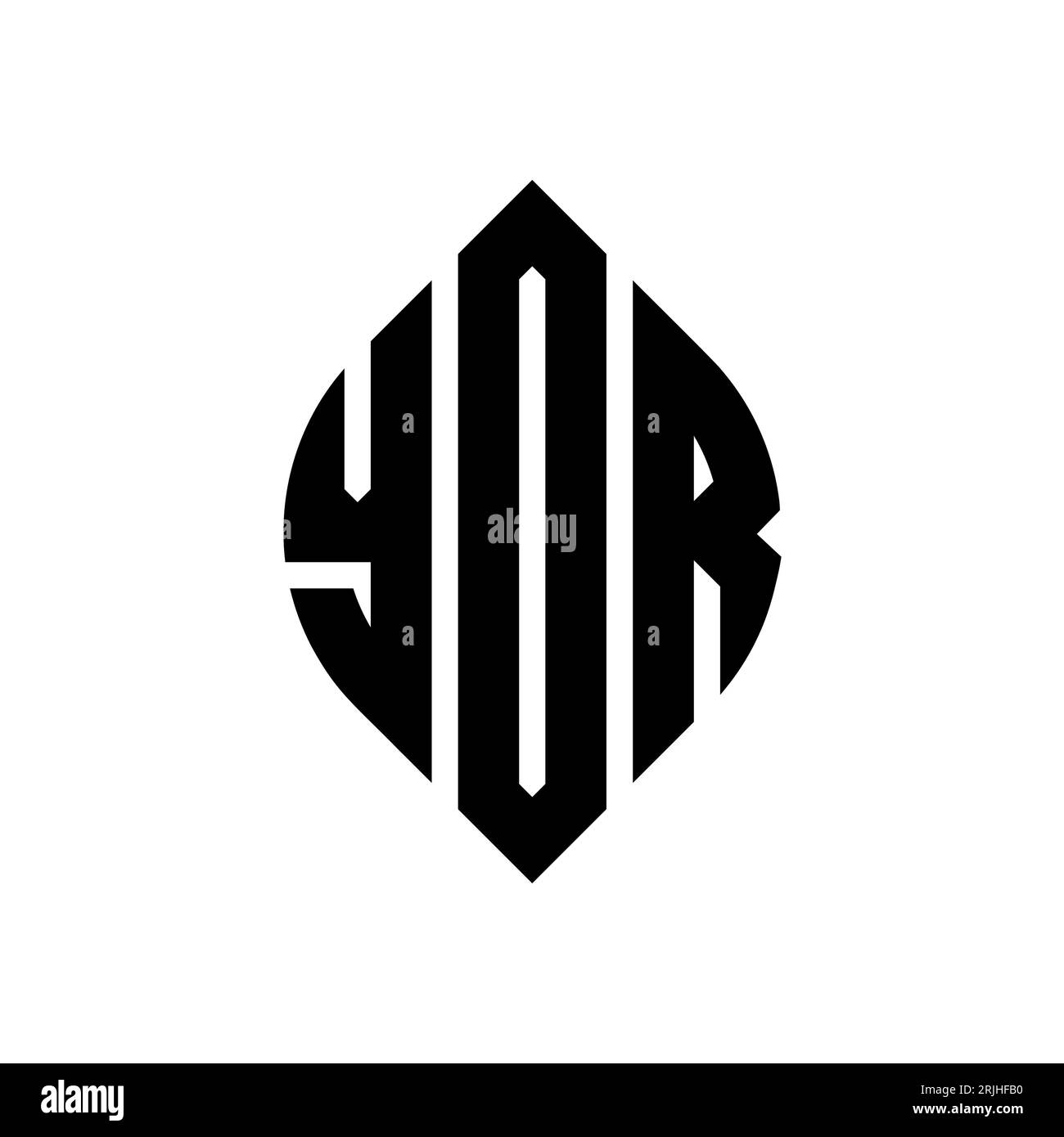 YDR circle letter logo design with circle and ellipse shape. YDR ellipse letters with typographic style. The three initials form a circle logo. YDR Ci Stock Vector