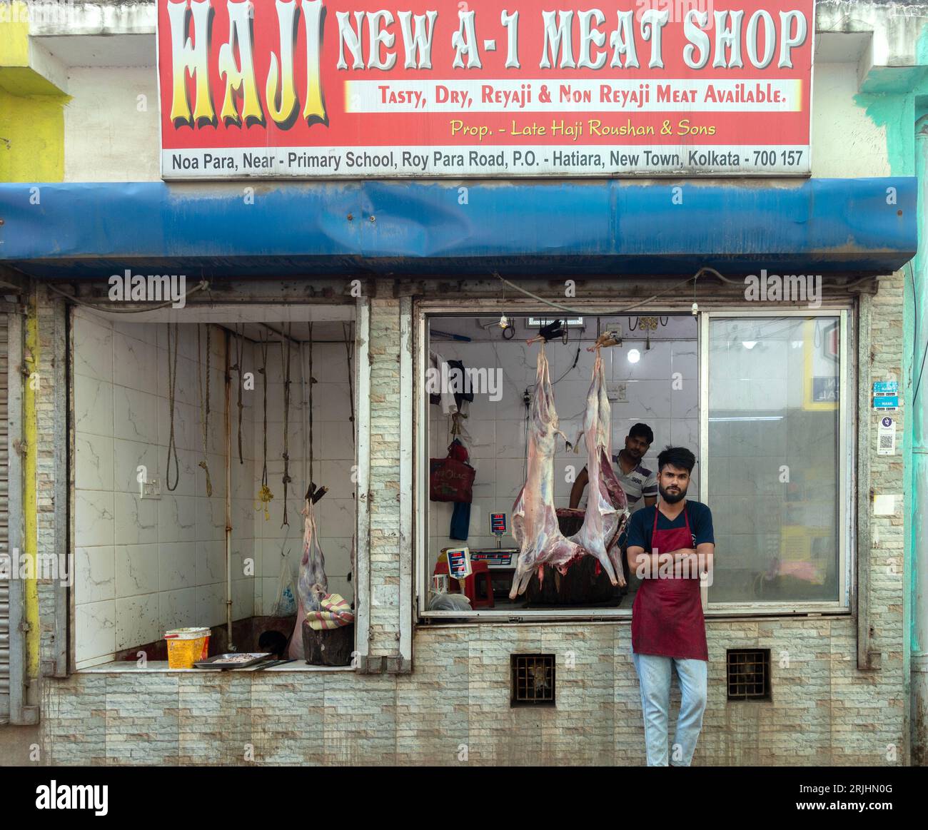 Haji New A1 Meat Shop, a butcher's shop in New Town, Kolkata, India