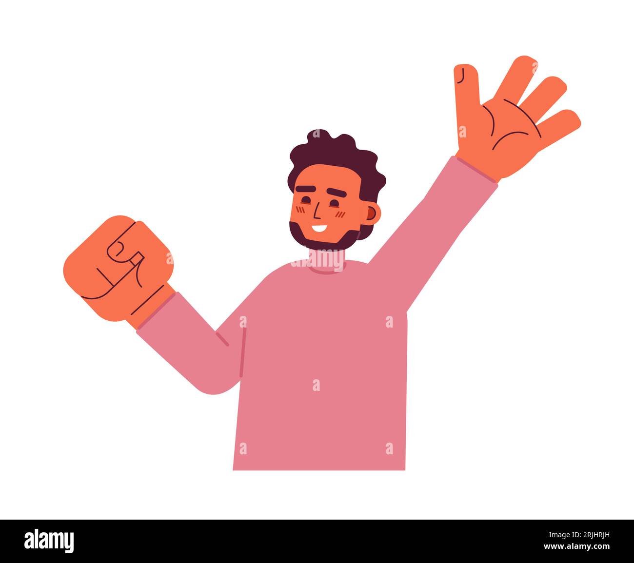 Joyful indian man semi flat color vector character Stock Vector