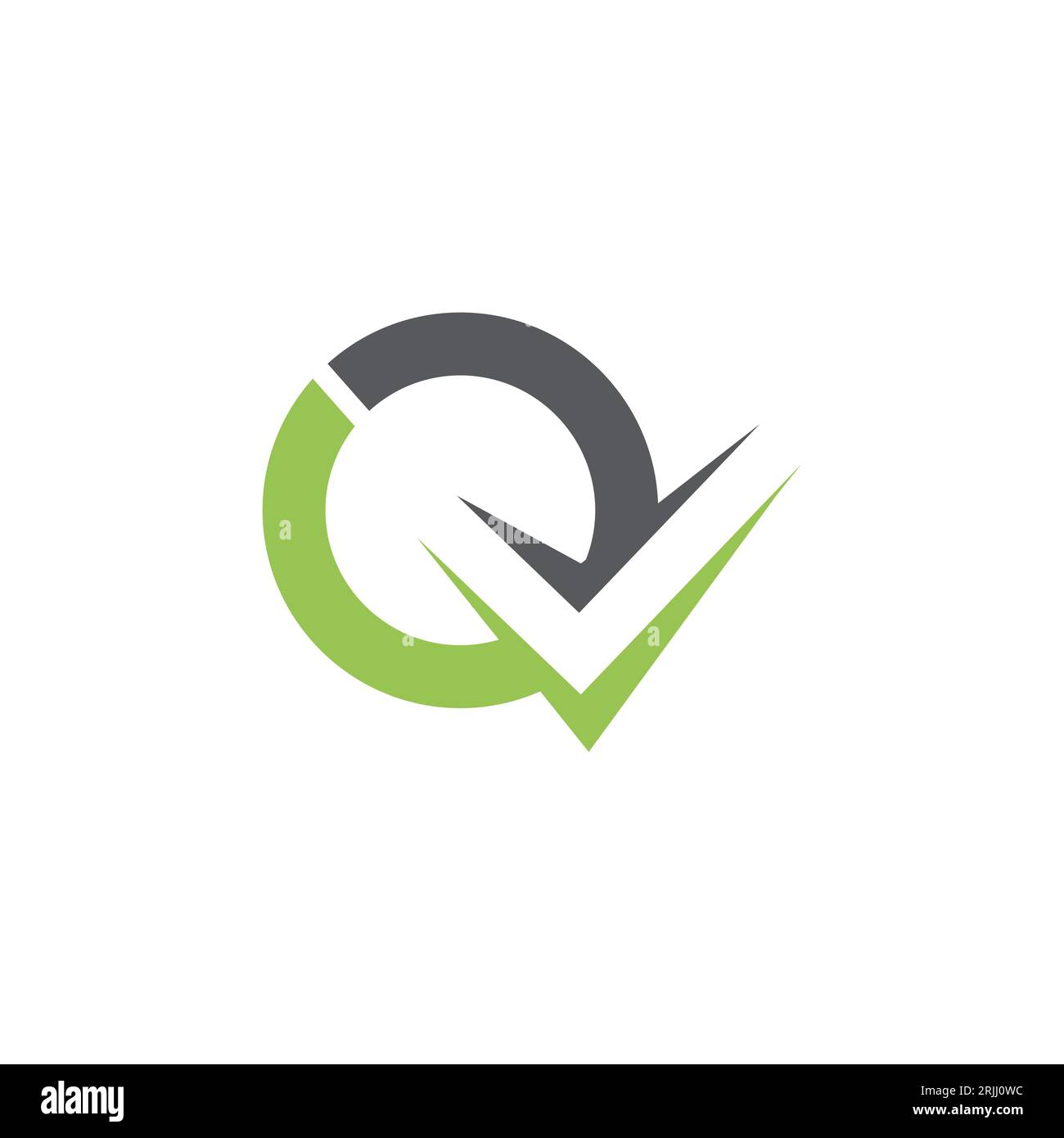 Checkmark Logo On Letter Q Vector Template. Letter Q Check Mark, Positive Sign, Tik Mark Icon Stock Vector