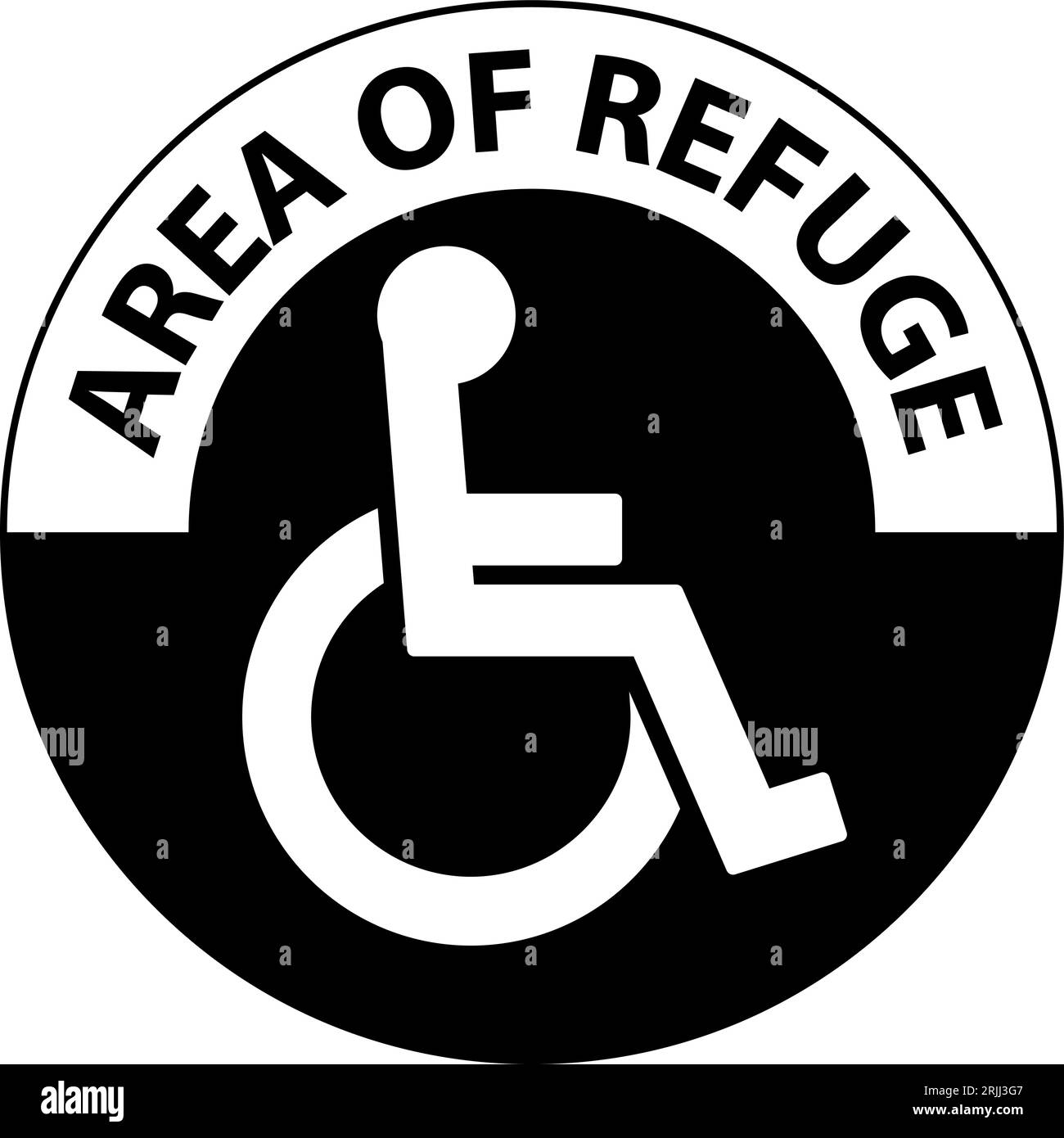 Floor Sign Area of Refuge, with Handicap Symbol Stock Vector