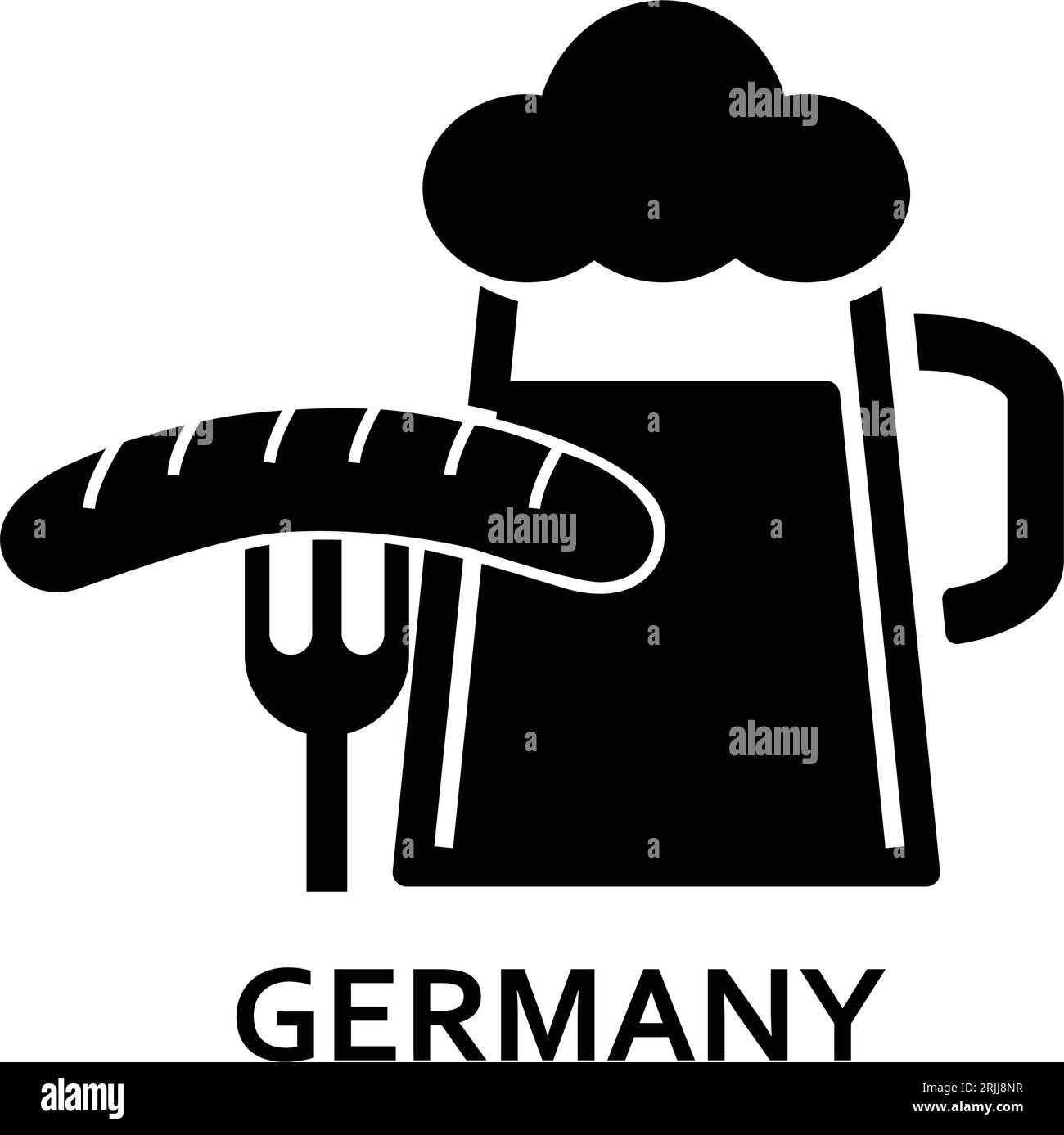Sausage and beer mug with Germany lettering Stock Vector Image & Art