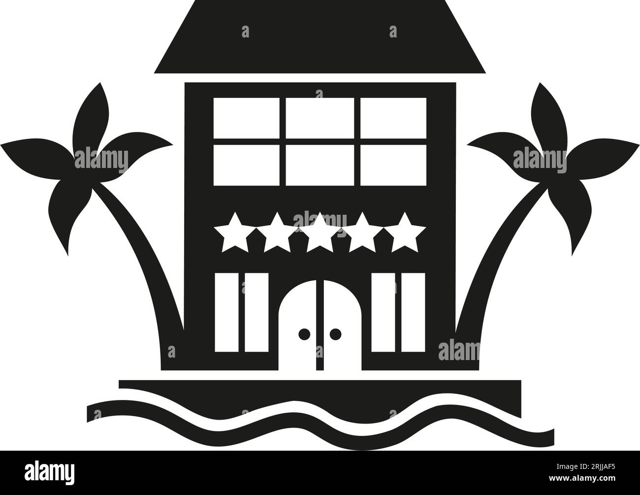 five-star-hotel-at-summer-resort-icon-stock-vector-image-art-alamy