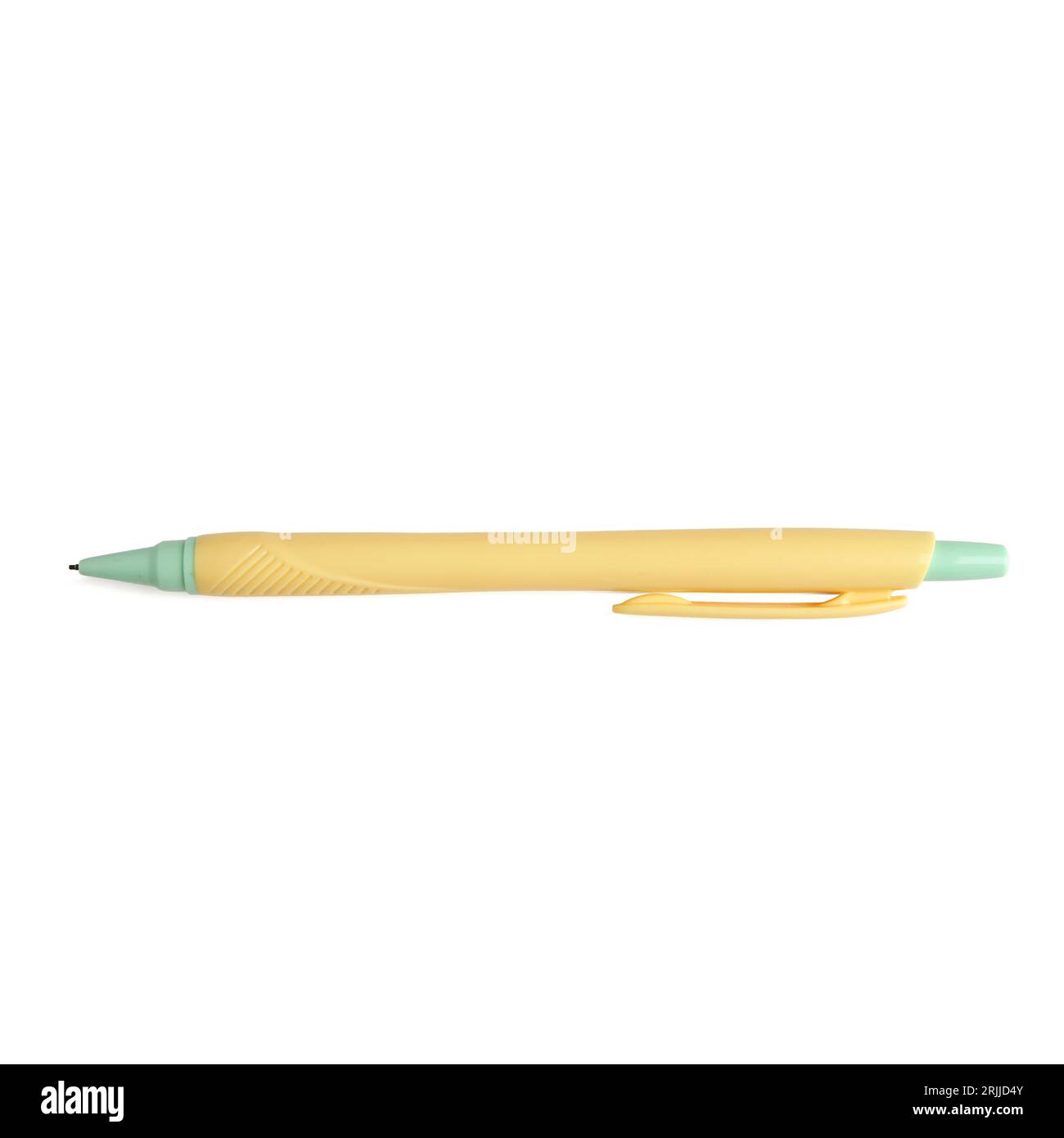 Yellow pen on white background Stock Photo - Alamy