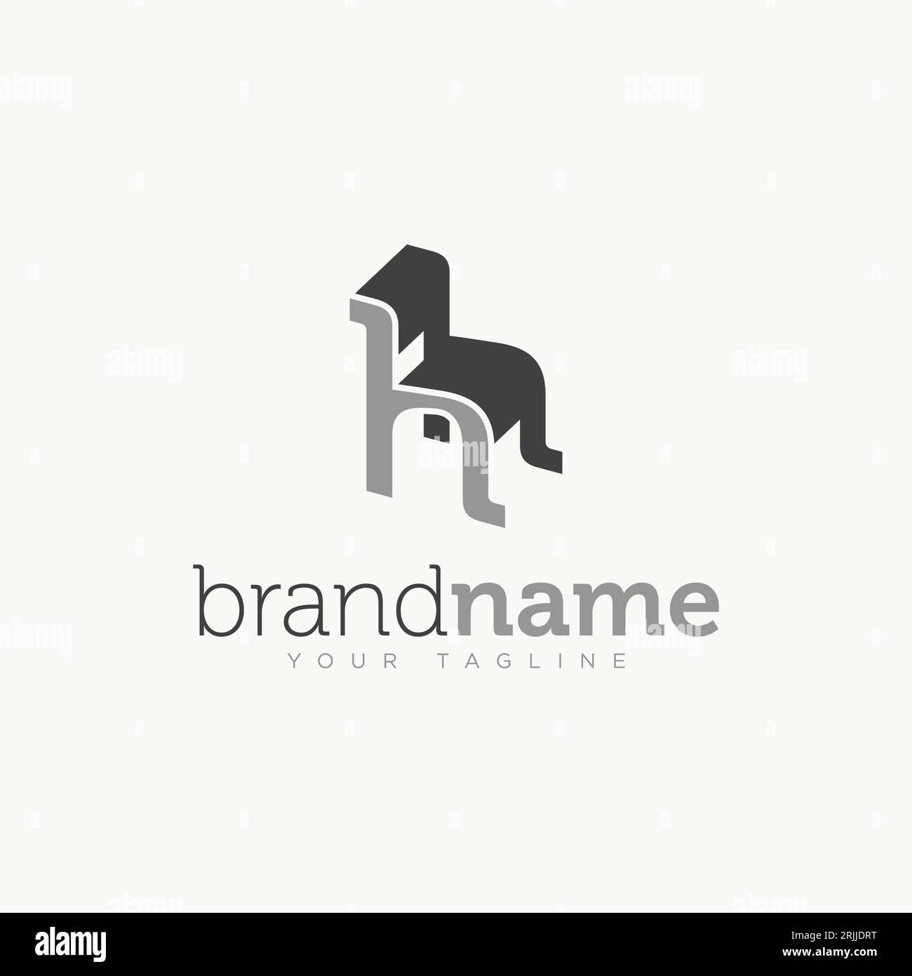 Furniture Chair letter H minimalist flat logo template design. Vector