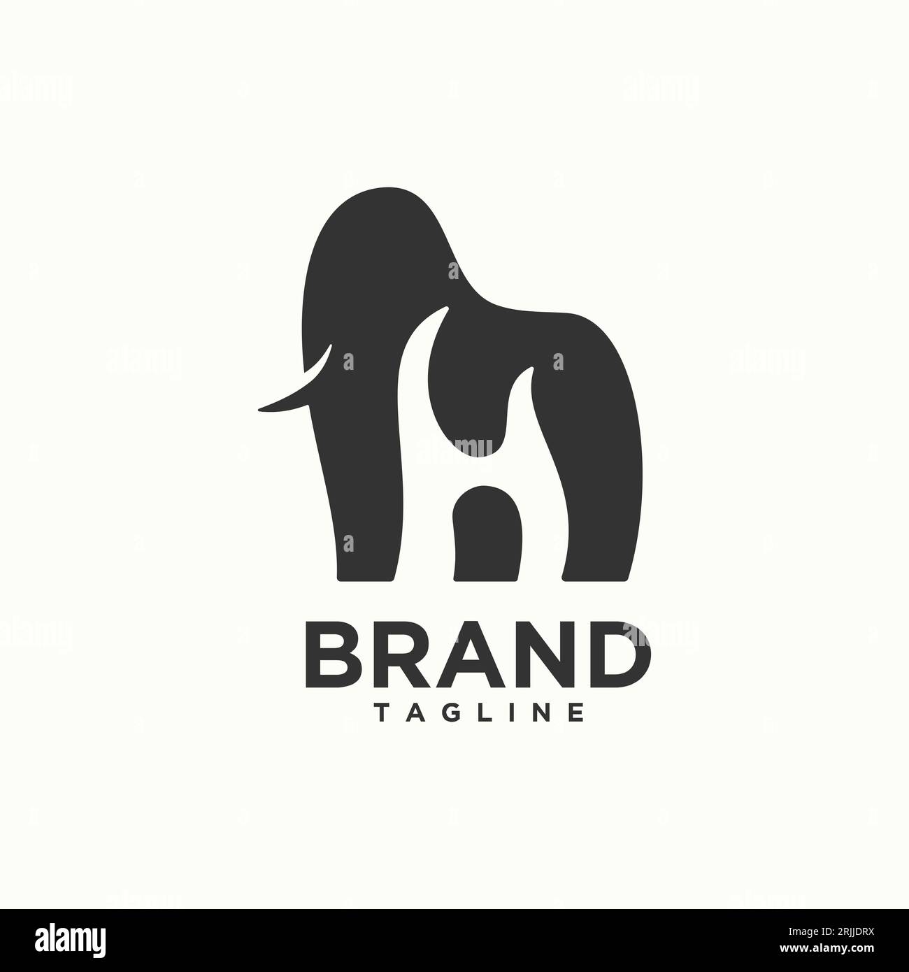 Combination of Elephant and letter H the design looks unique. Vector