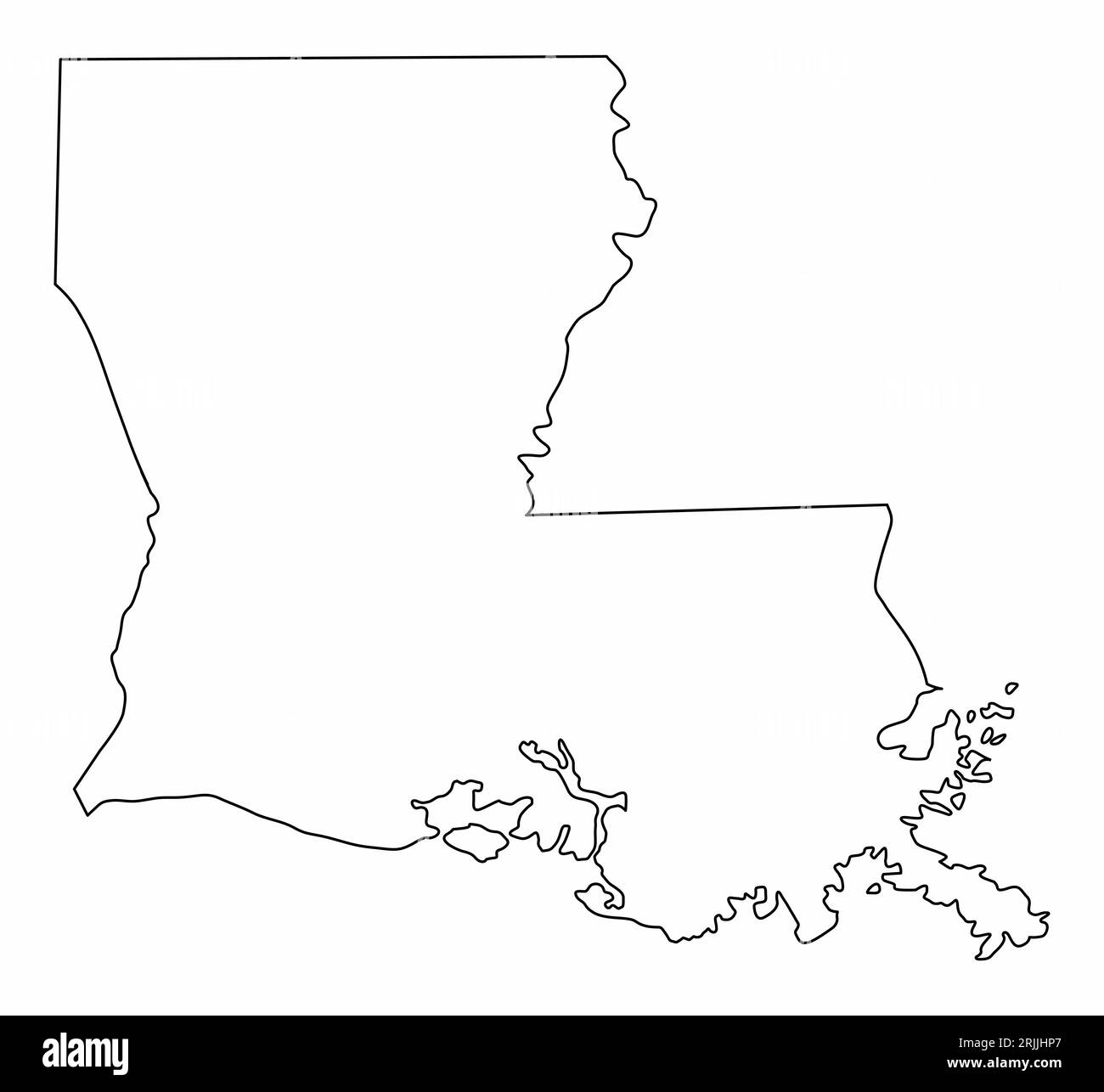 Louisiana map outline isolated on white background Stock Vector