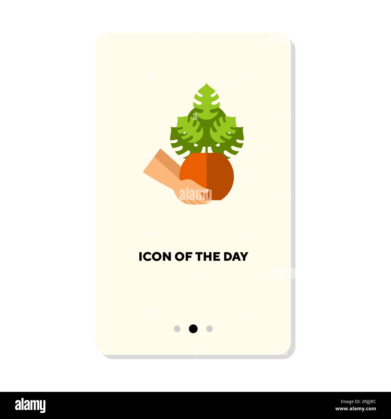 Hands holding potted plant on white background Stock Vector