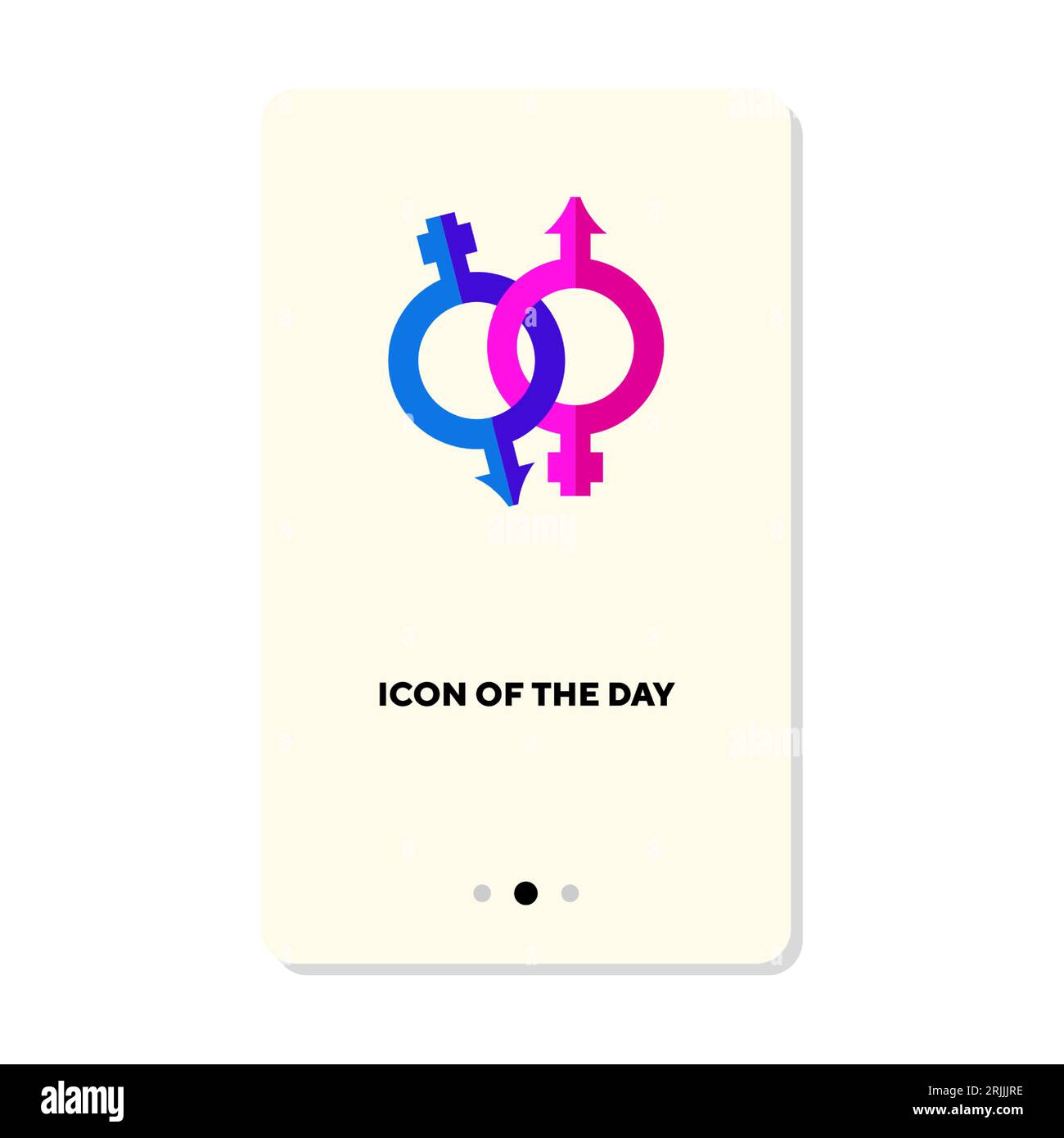 Intertwined male and female gender symbols flat icon Stock Vector
