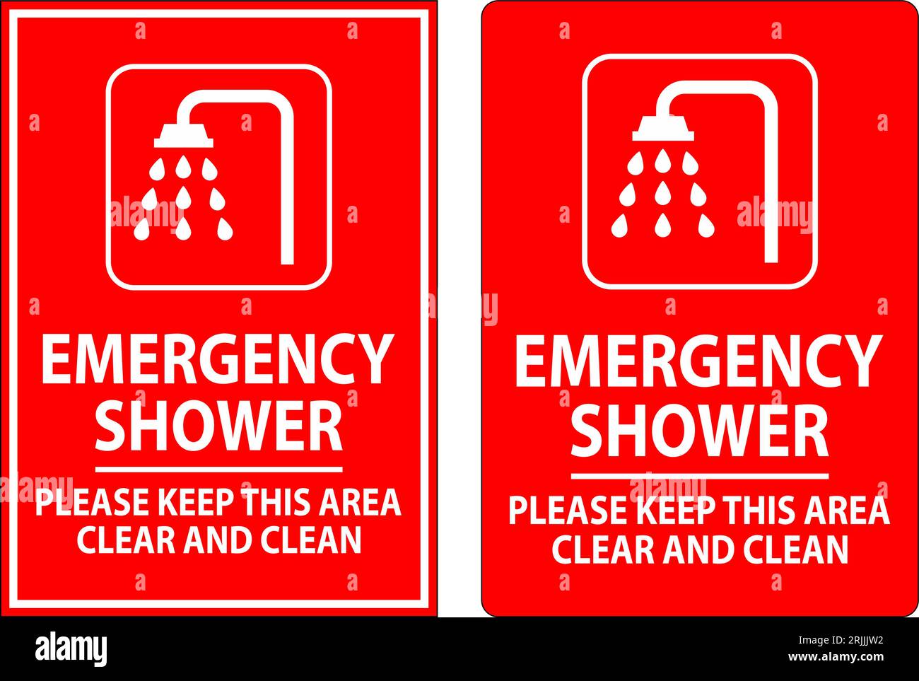 Emergency Shower Sign Please Keep This Area Clear And Clean Stock Vector