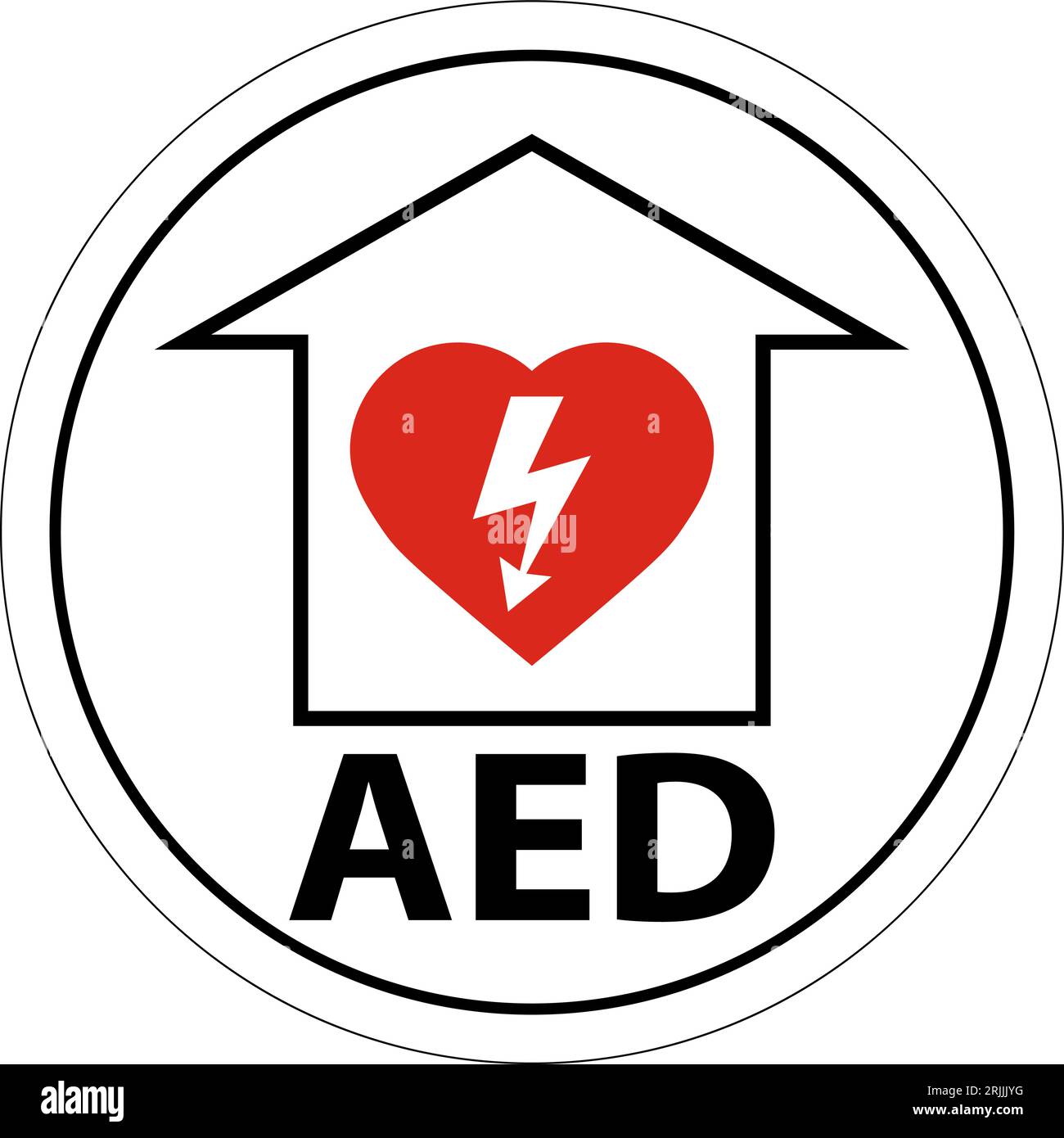 Floor Sign AED with Defib Heart, Red Border Floor Sign Stock Vector