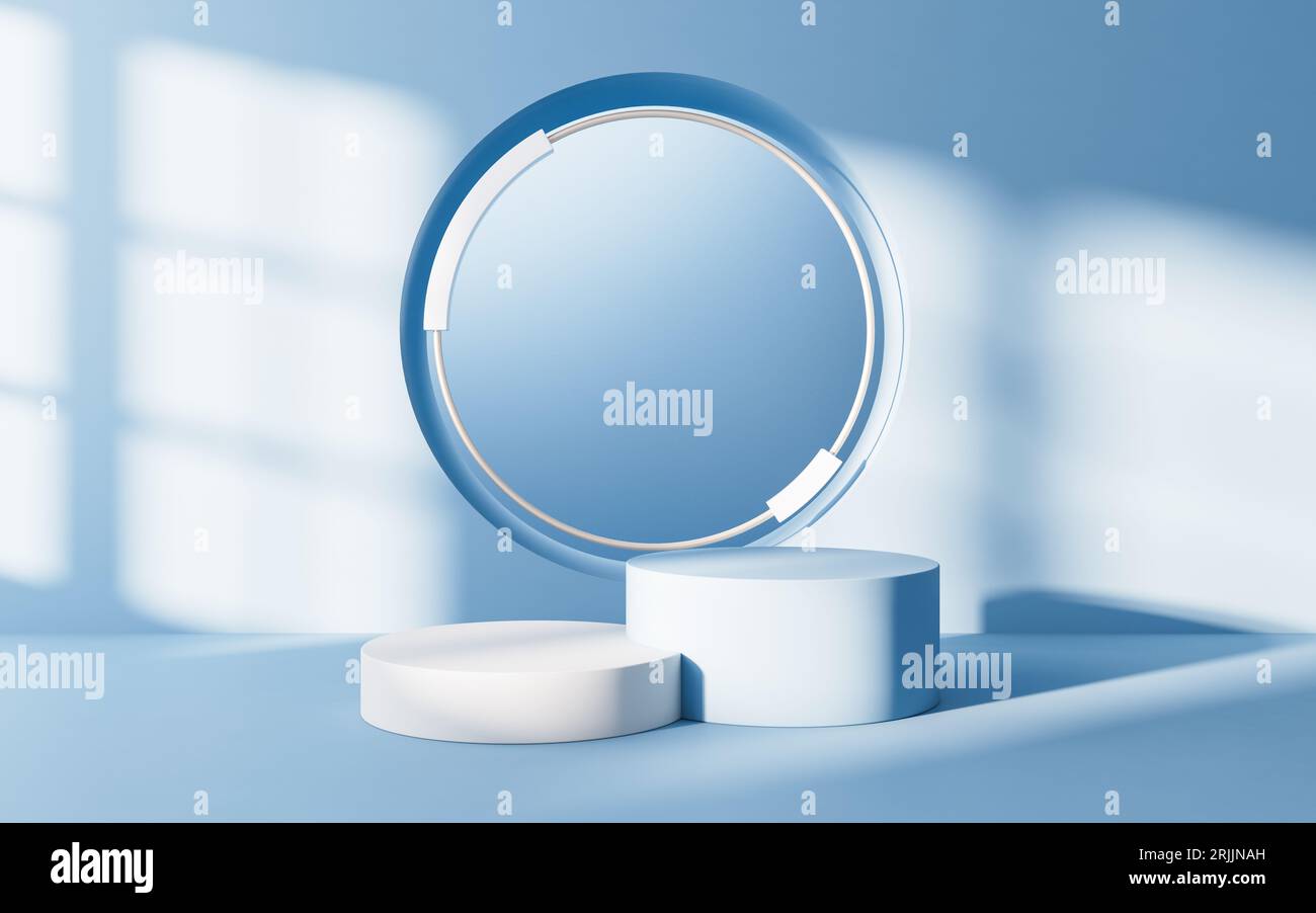 Empty room with product stage, 3d rendering. Digital drawing Stock