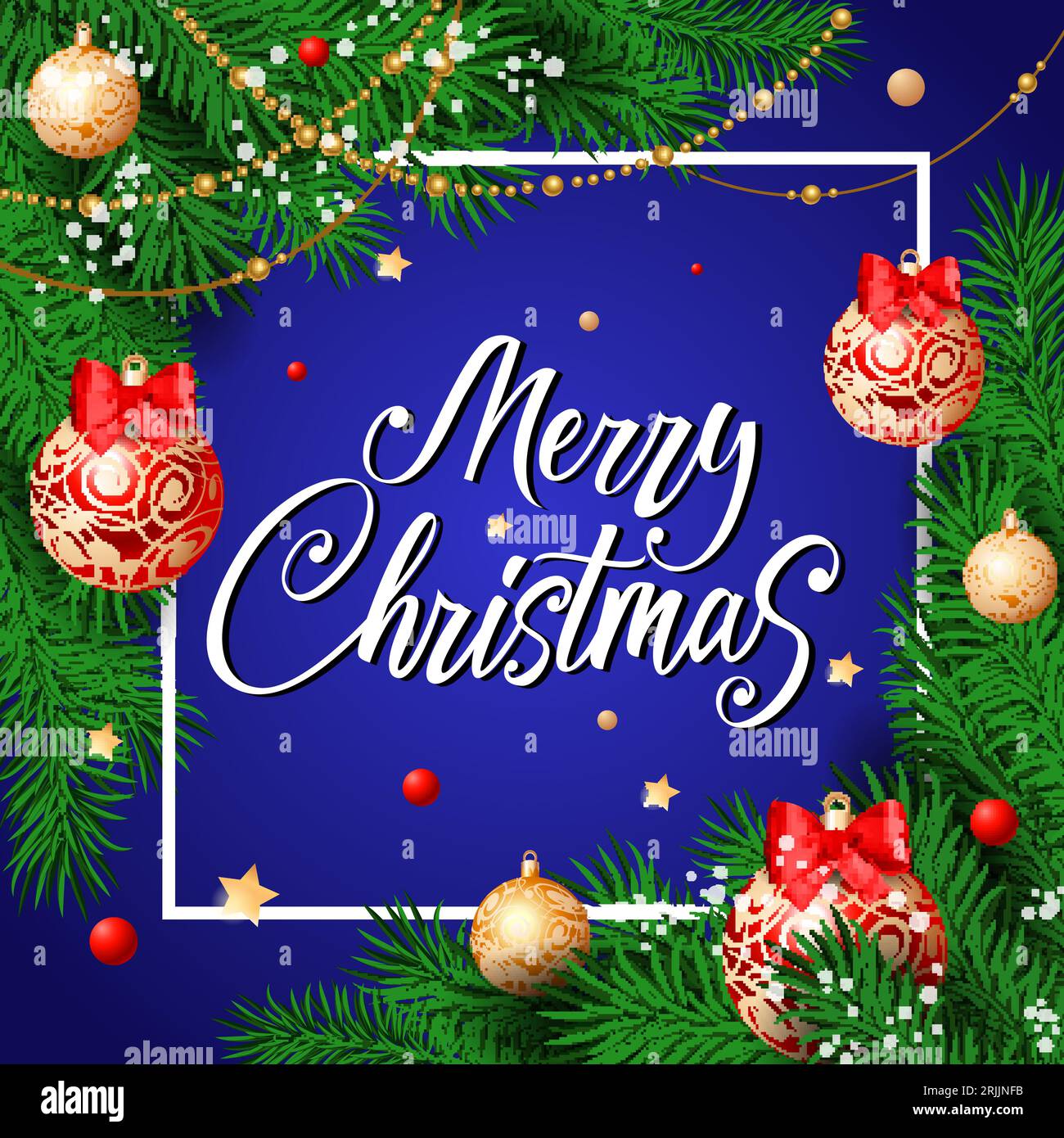 Merry Christmas handwritten text in frame Stock Vector Image & Art - Alamy