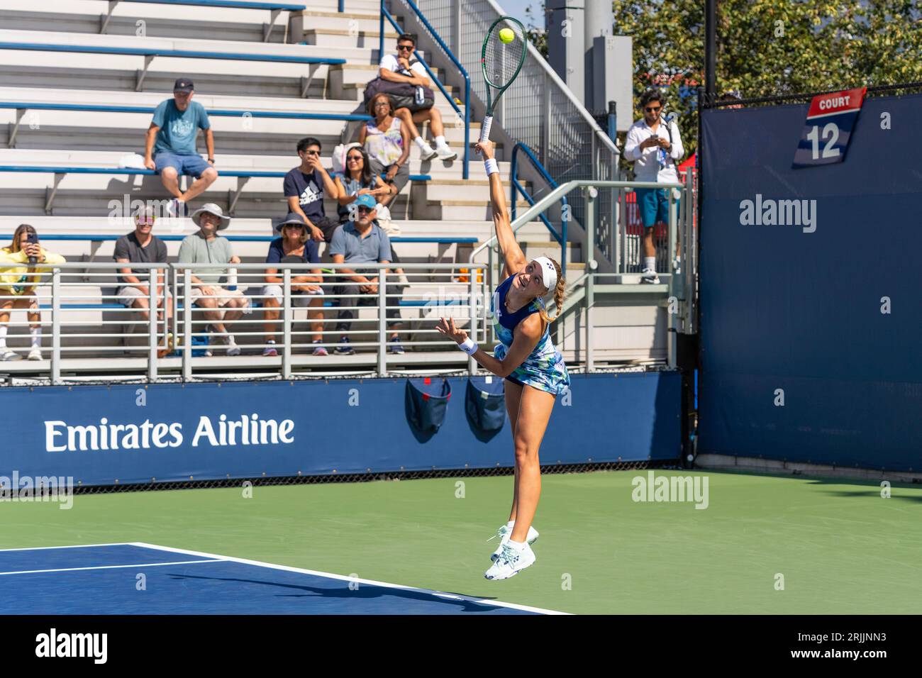 Dayana Yastremska of Ukraine serves ball during 1st round match against