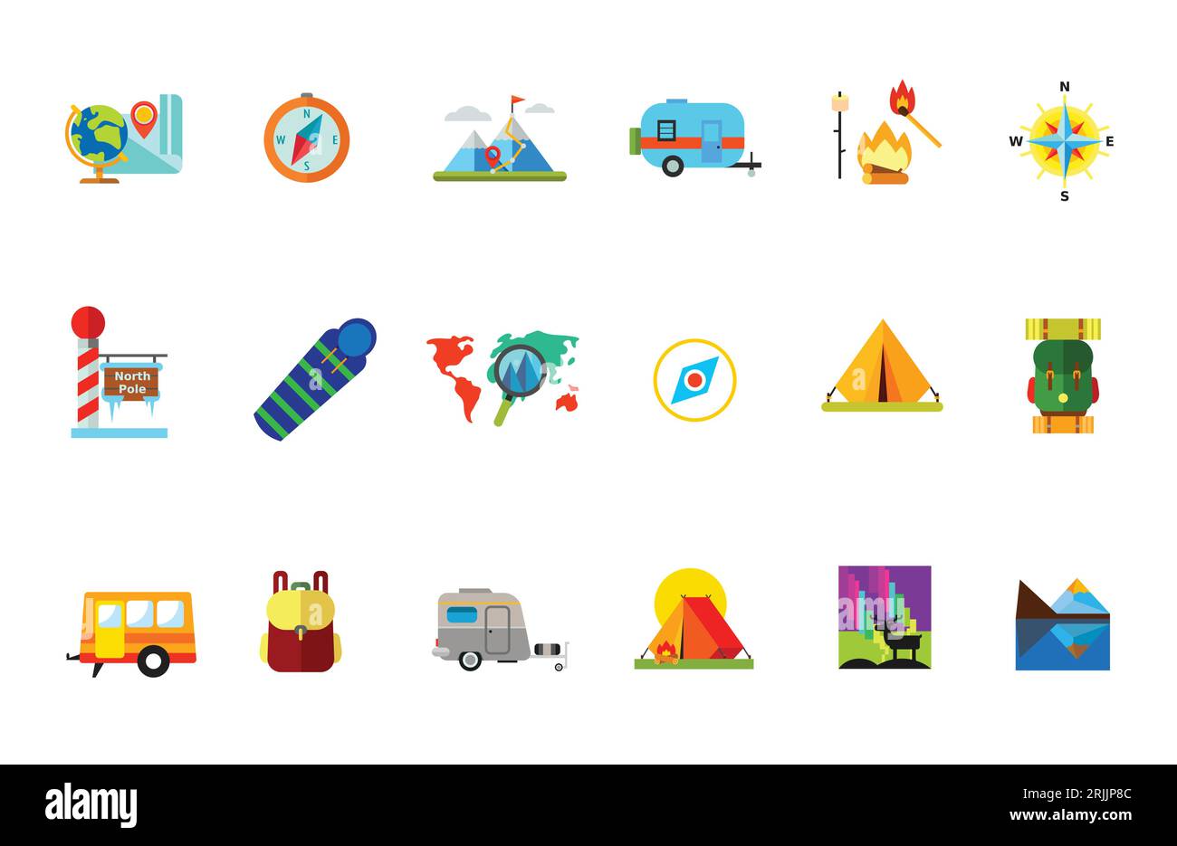Traveling with tent icon set Stock Vector Image & Art - Alamy