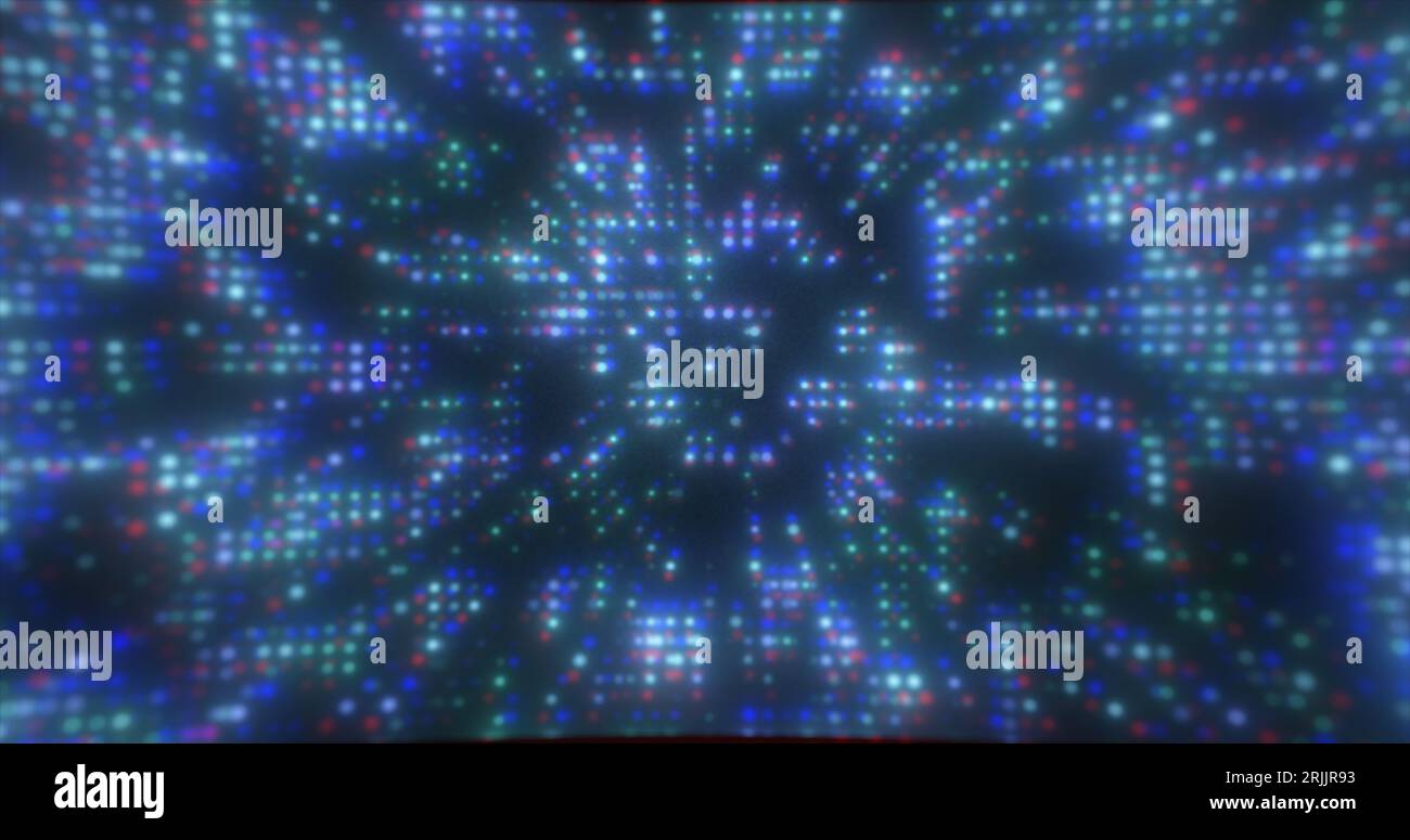 Abstract blue futuristic hi-tech energy particles dots and squares ...