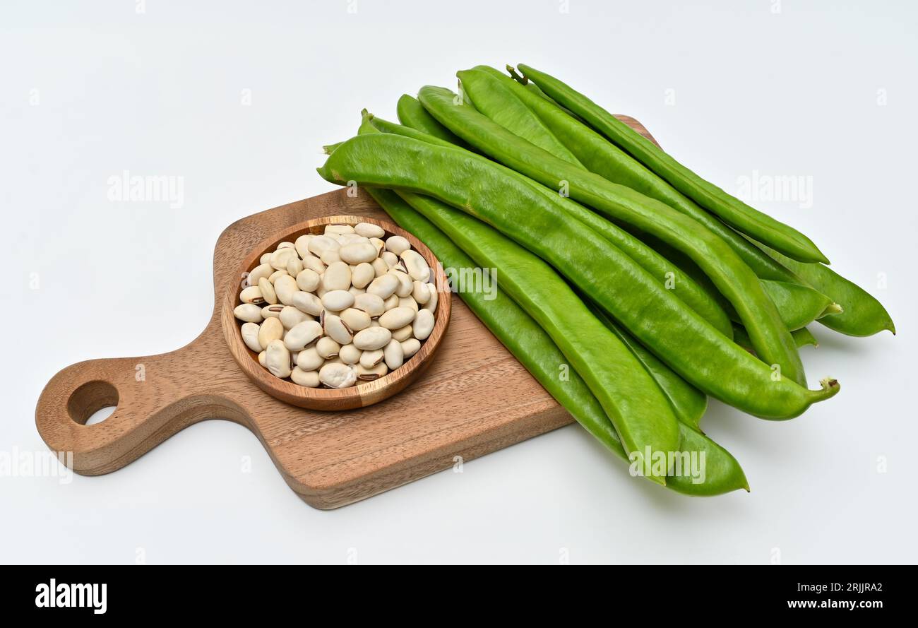 Sword beans with fresh vegetables on white background Stock Photo Alamy