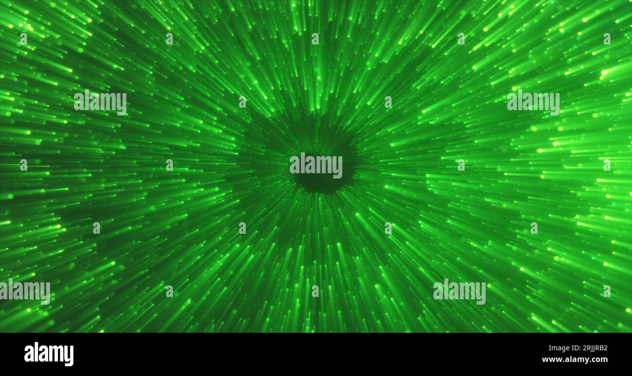 Abstract green energy magical glowing spiral swirl tunnel particle ...