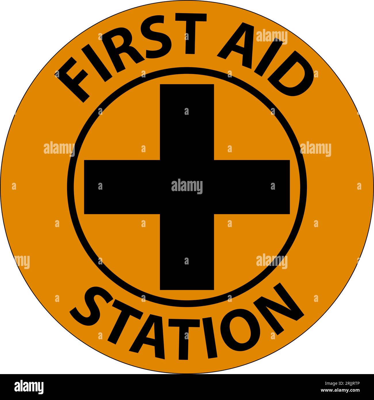 Floor Sign, First Aid Station Stock Vector