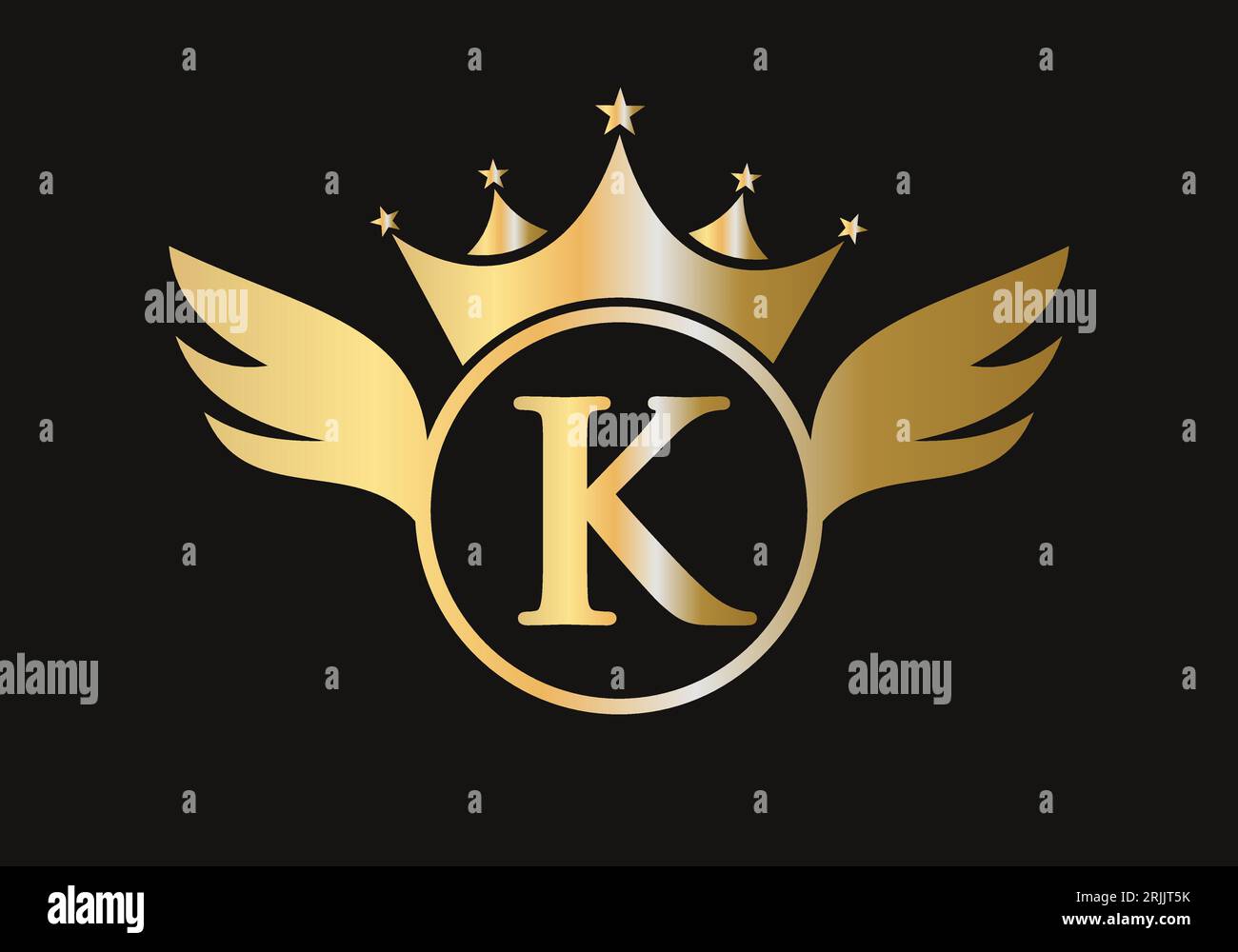 Letter K Wing Logo Concept With Crown Icon Vector Template. Wing Symbol Stock Vector Image & Art