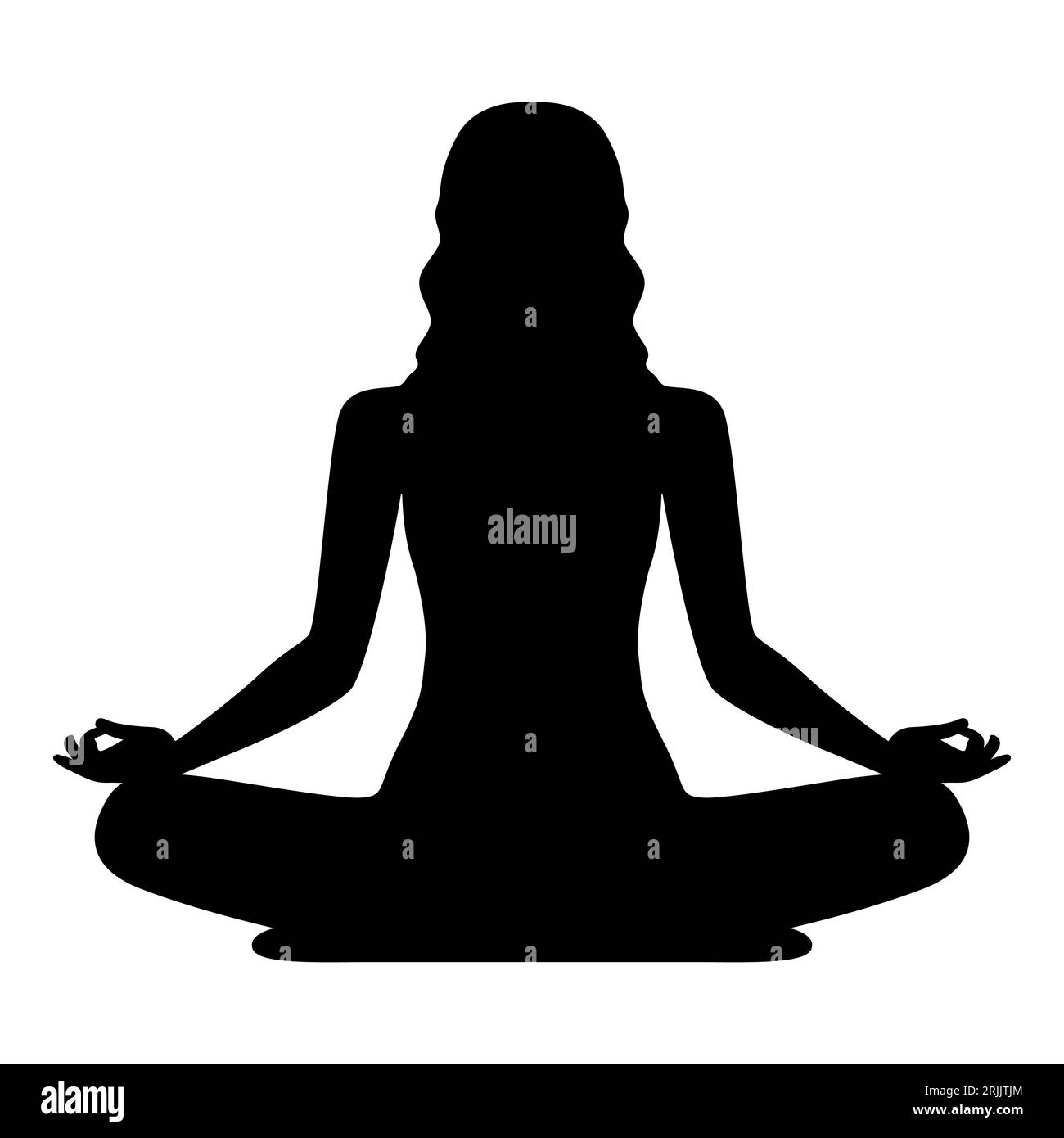 Yoga. Lotus Position Silhouette. The Woman is Sitting in a Lotus Yoga Pose, Meditation. Vector Shape Stock Vector