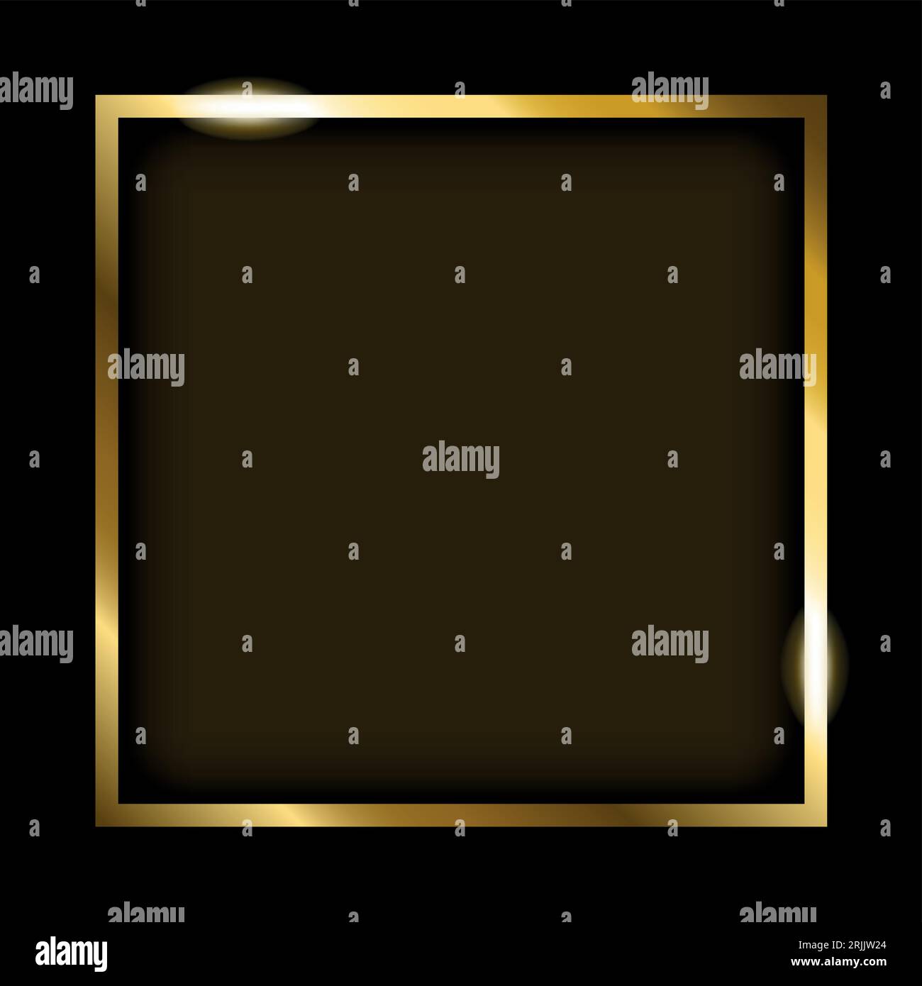 Vector illustration of golden rectangle frame isolated on black ...