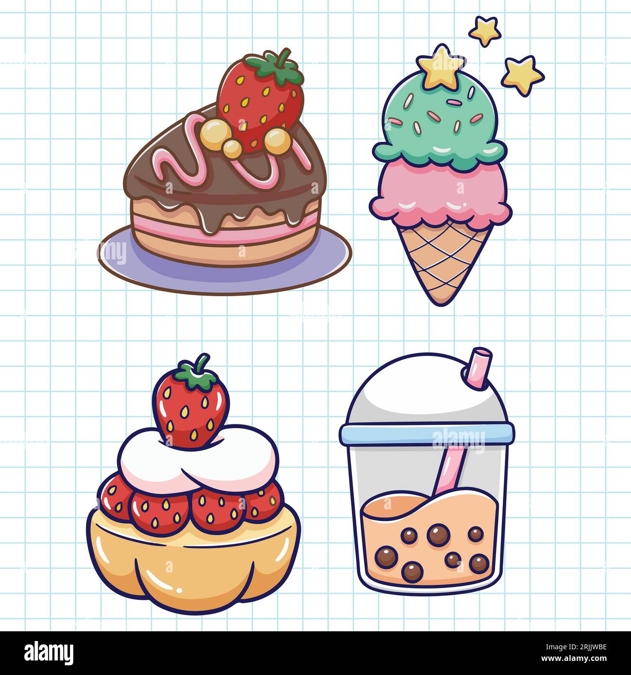 Vector cupcake and sweets icon set hand drawn vector illustration Stock Vector