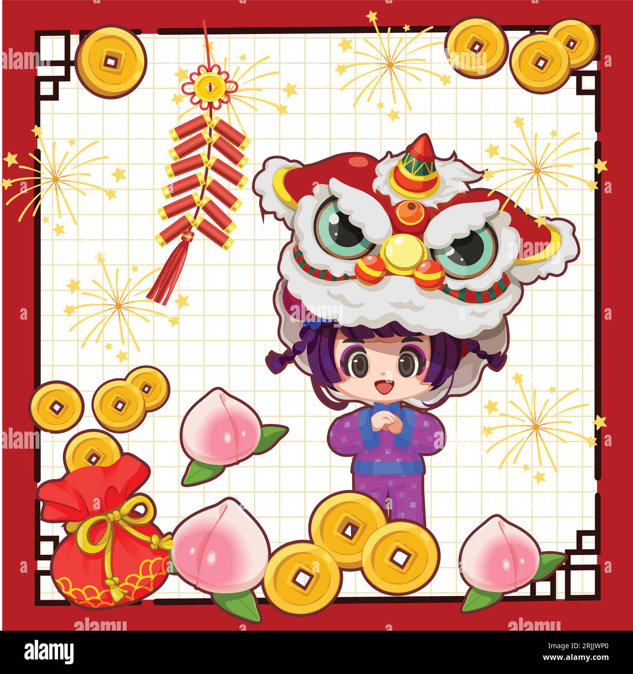 Happy Mid Autumn Festival greeting card with lanterns and rabbit Vector ...