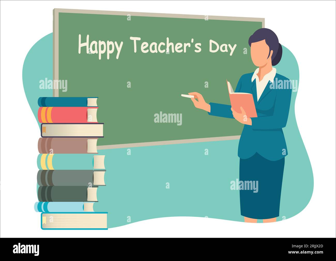 Simple flat vector illustration of Happy Teacher’s Day concept Stock Vector