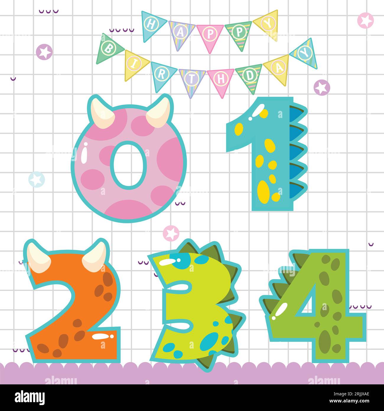 Vector birthday party elements set cute cartoon animals vector illustration Stock Vector