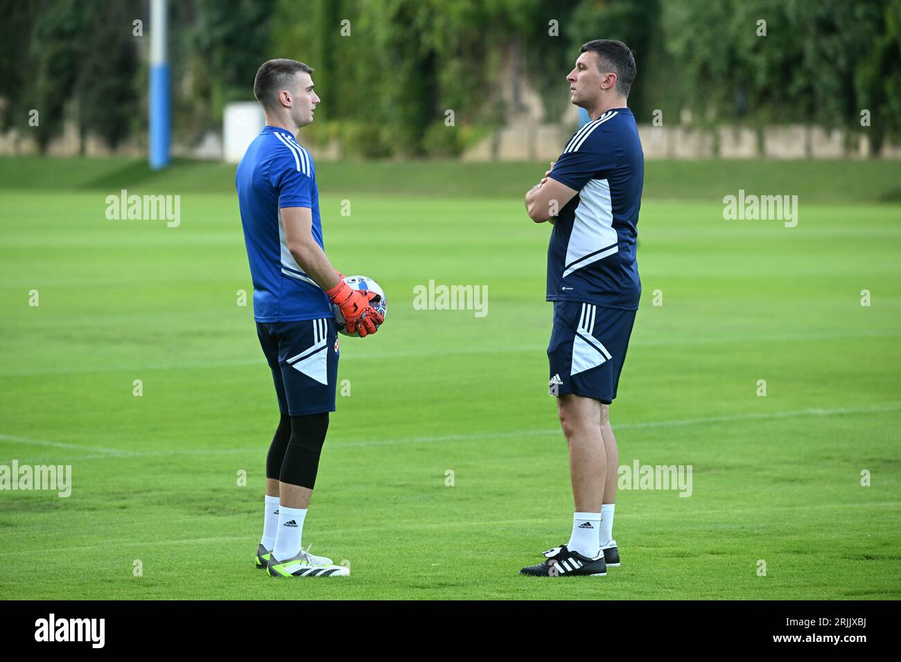 Zagreb, Croatia. 14th Aug, 2023. Coach of HNK Rijeka Sergej Jakirovic  during training session on the Rujevica Stadium, in Rijeka, Croatia, on  August 16, 2023. Rijeka will play tommorow against B36 Torshavn