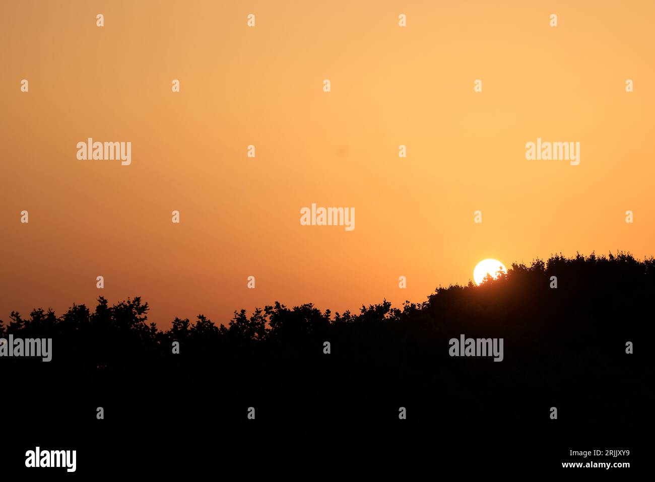 Soleil levant un jour de canicule (41° C). Canicule, chaleur et réchauffement climatique. Bordeaux, Gironde, France, Europe Stock Photo