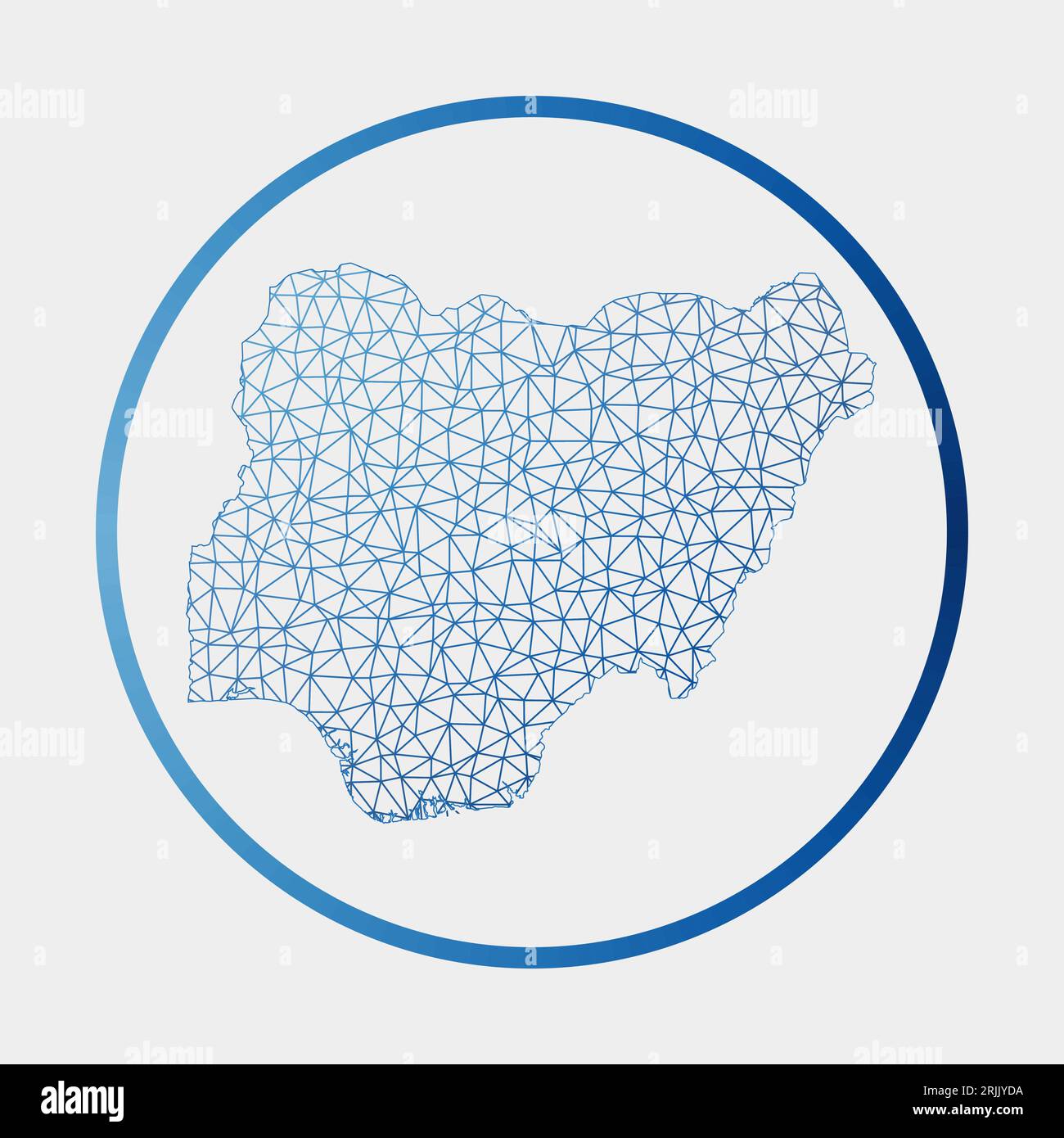 Nigeria icon. Network map of the country. Round Nigeria sign with