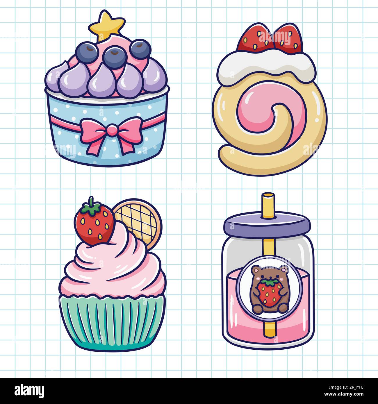 Vector cupcake and sweets icon set hand drawn vector illustration Stock Vector