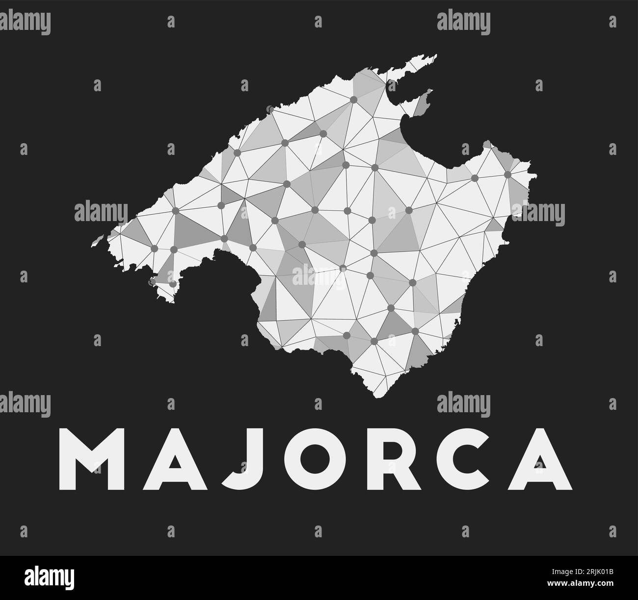 Majorca communication network map of island. Majorca trendy geometric