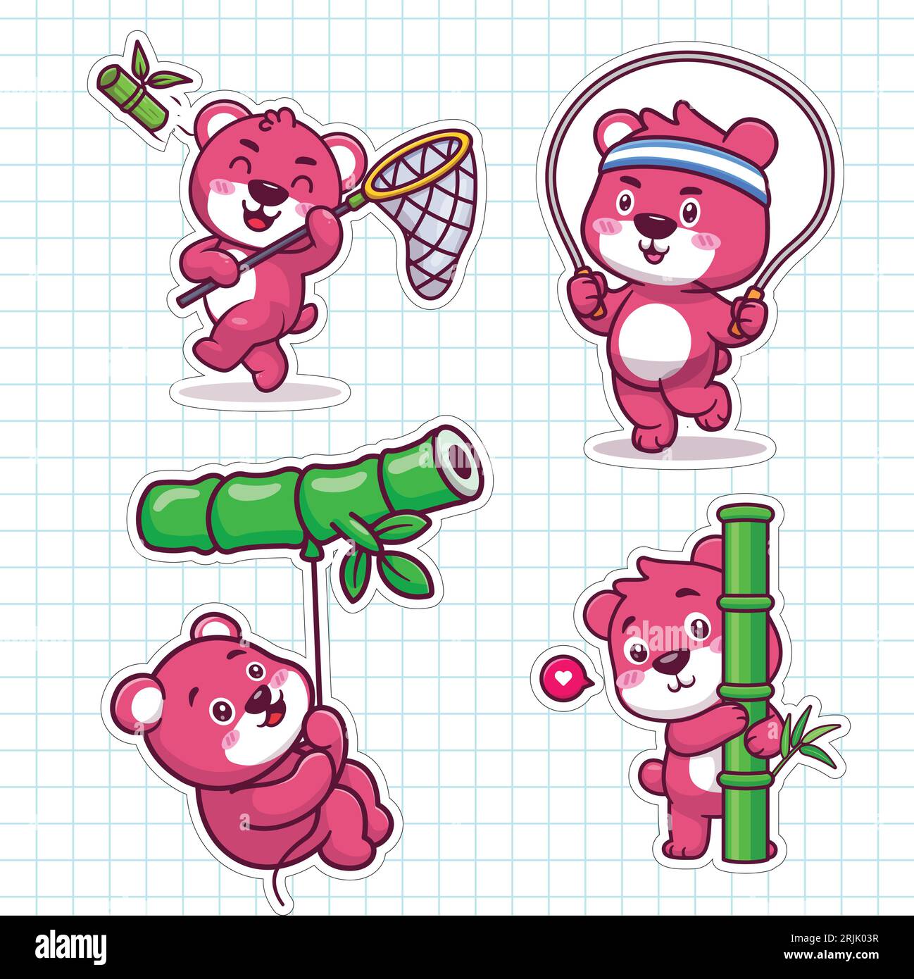 Cute beavers kawaii cartoon characters icons set. Adorable, happy and funny  animal in different poses, emotions isolated sticker, patch. Anime baby  Stock Vector Image & Art - Alamy